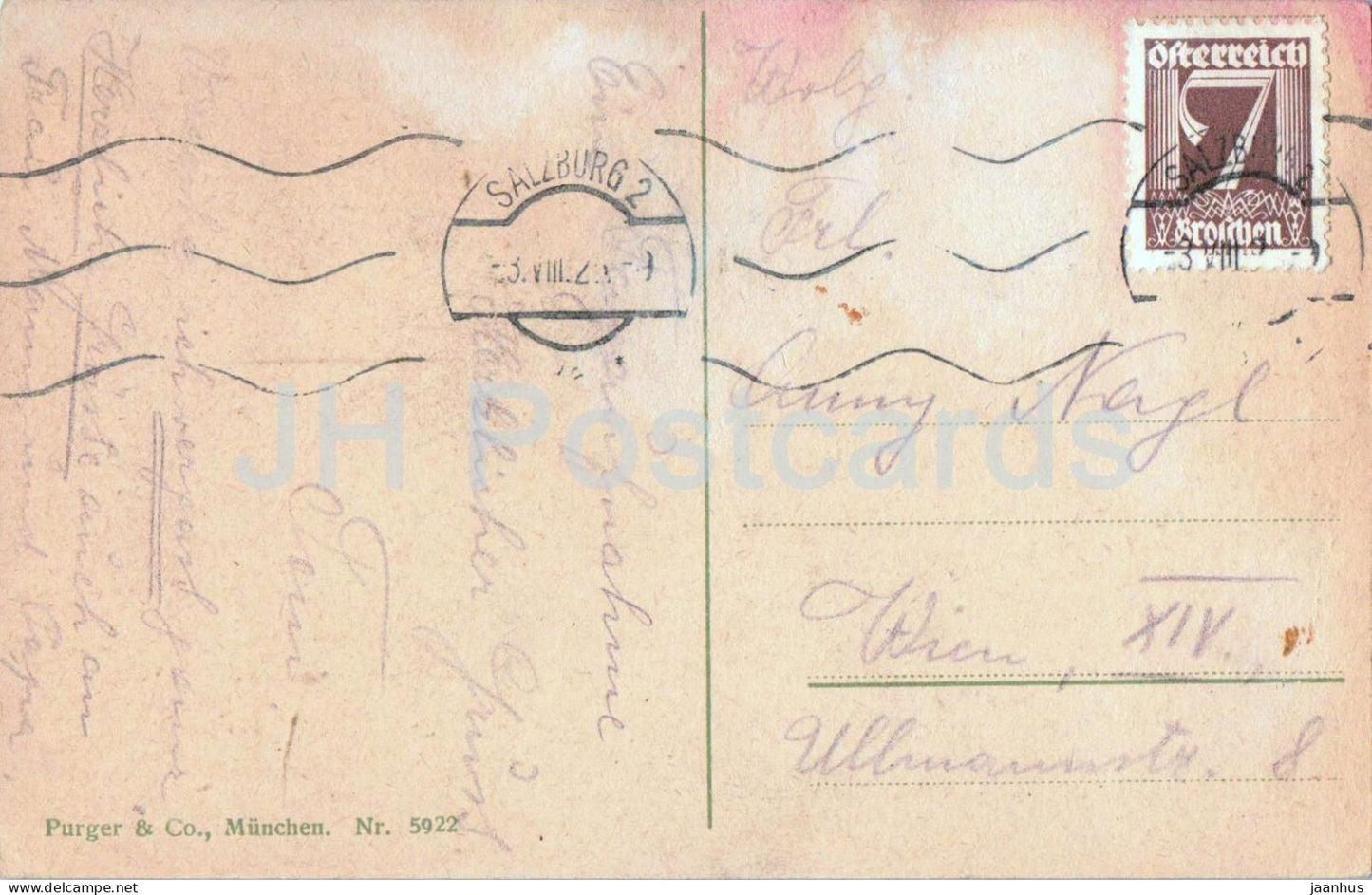 Salzbourg - Festung Hohensalzburg - 5922 - carte postale ancienne - années 1920 - Autriche - utilisé