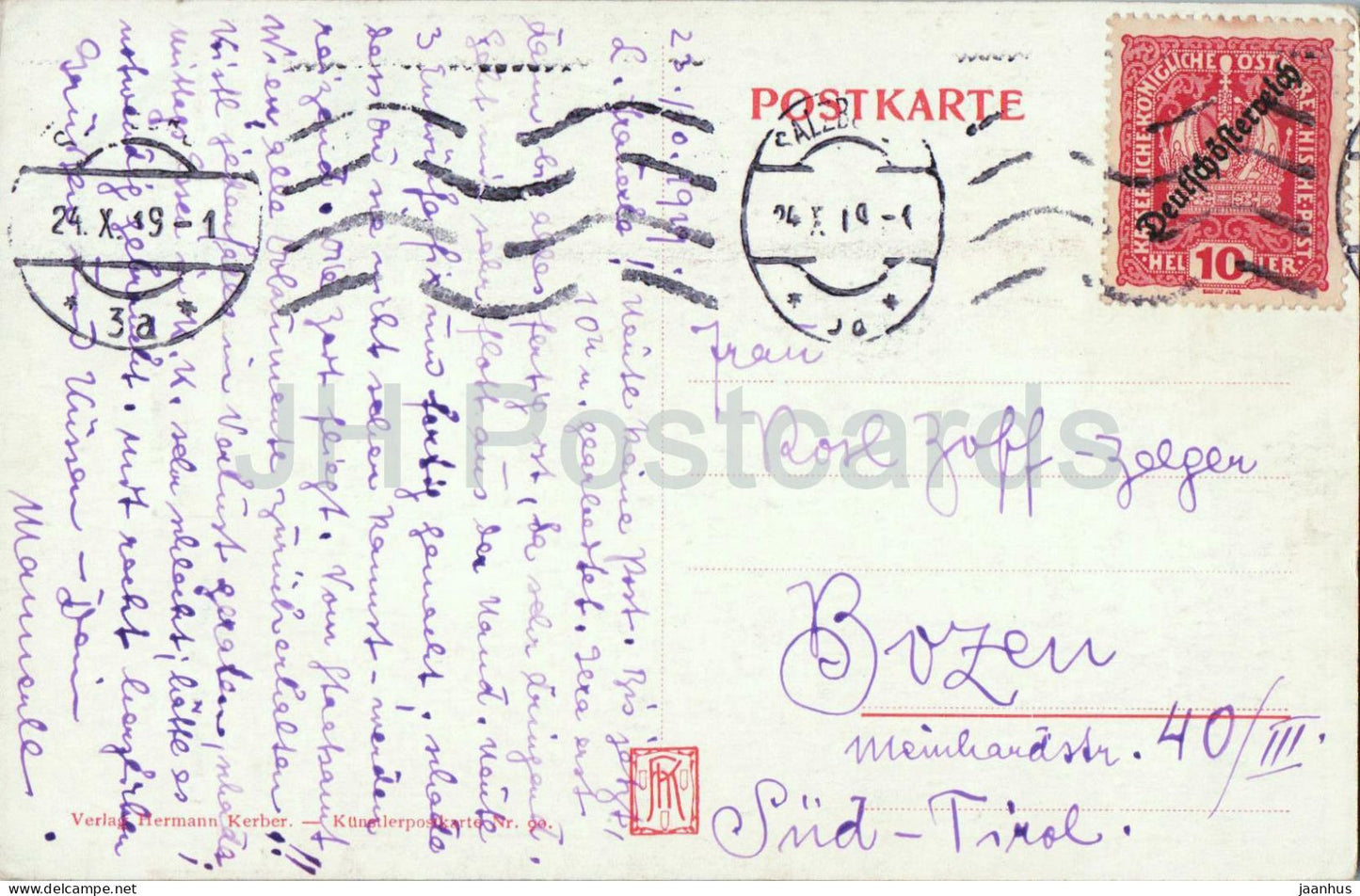 Salzburg - Salzachblick - L. Reiffenstein pinx. - illustration - old postcard - 1919 - Austria - used