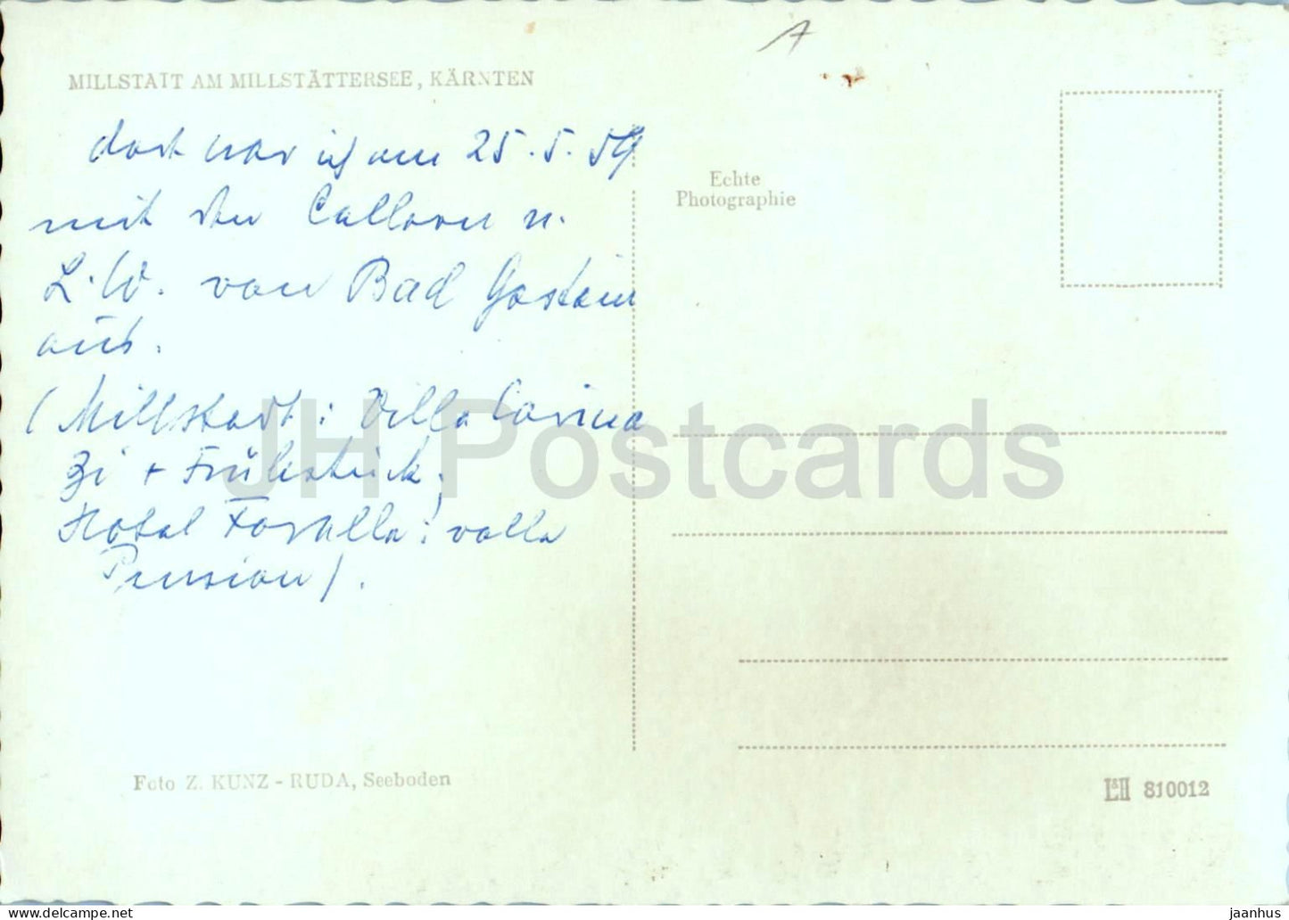 Millstatt am Millstattersee Karnten - town view - lake - mountains - old postcard - 1959 - Austria - used
