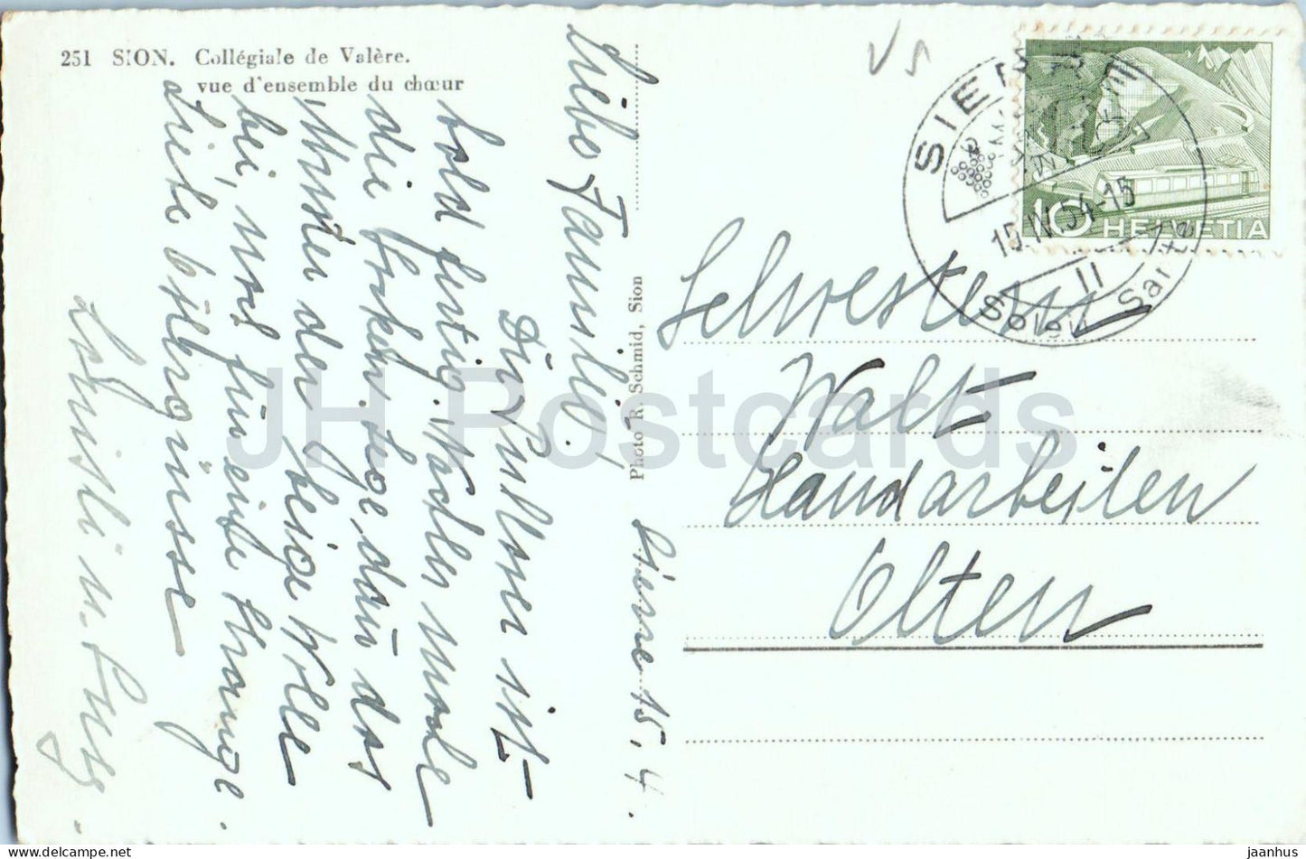 Sion - Collegiale de Valere - vue d’ensemble du choeur - church interior 251 - old postcard - 1954 - Switzerland - used