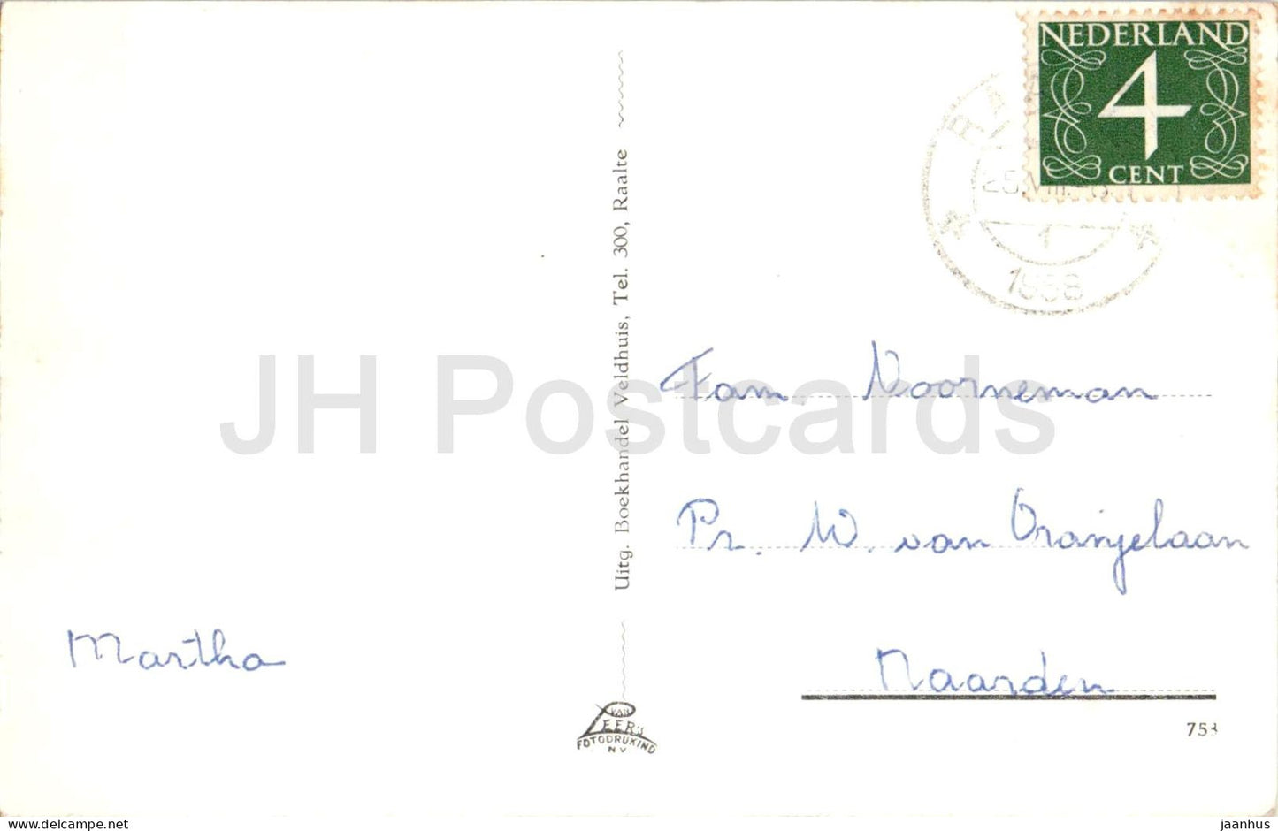 Raalte - Kasteel Schoonheten - Castle - 758 - old postcard - 1958 - Netherlands - used