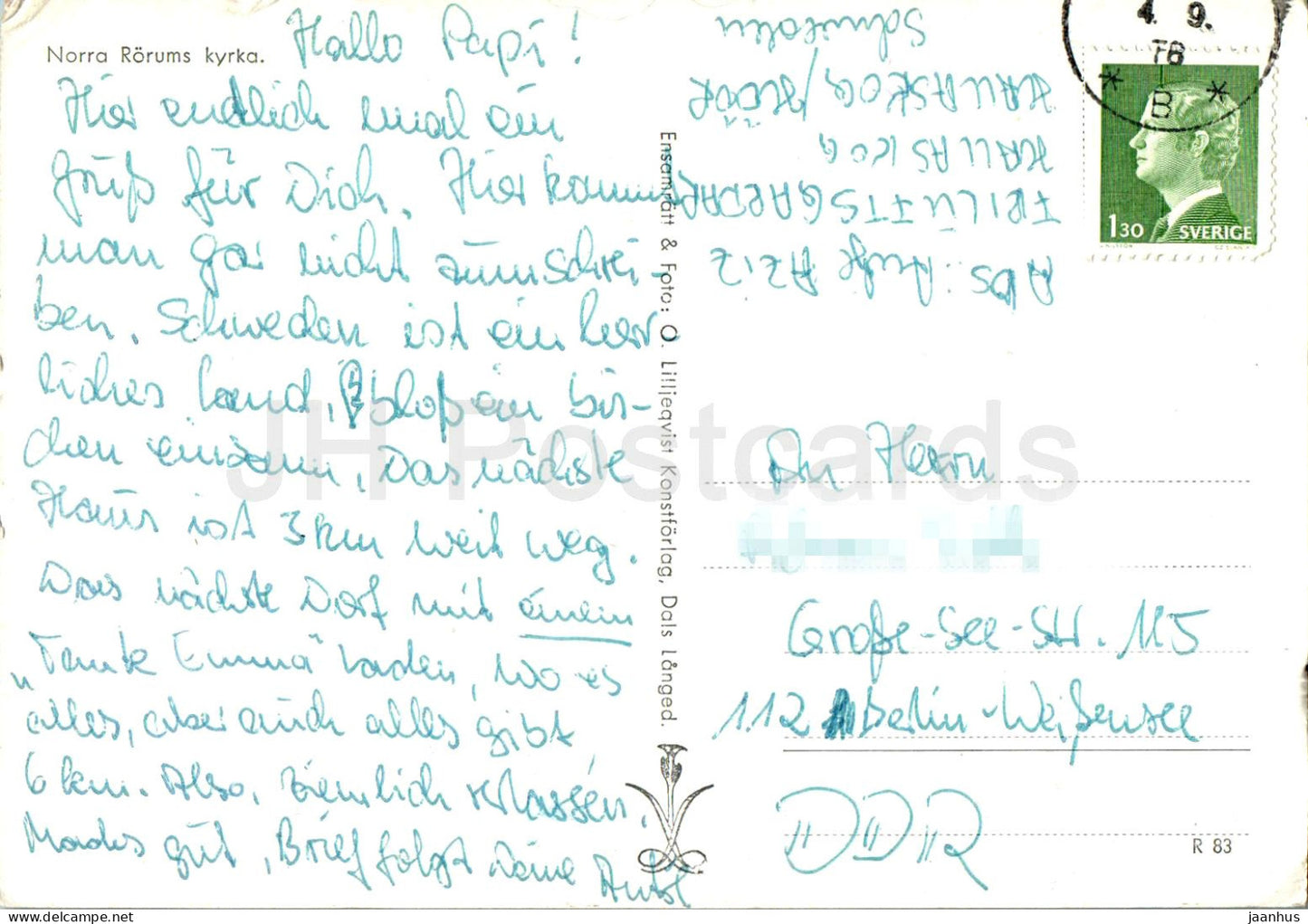 Norra Rorums Kyrka - church - R 83 - 1976 - Sweden - used