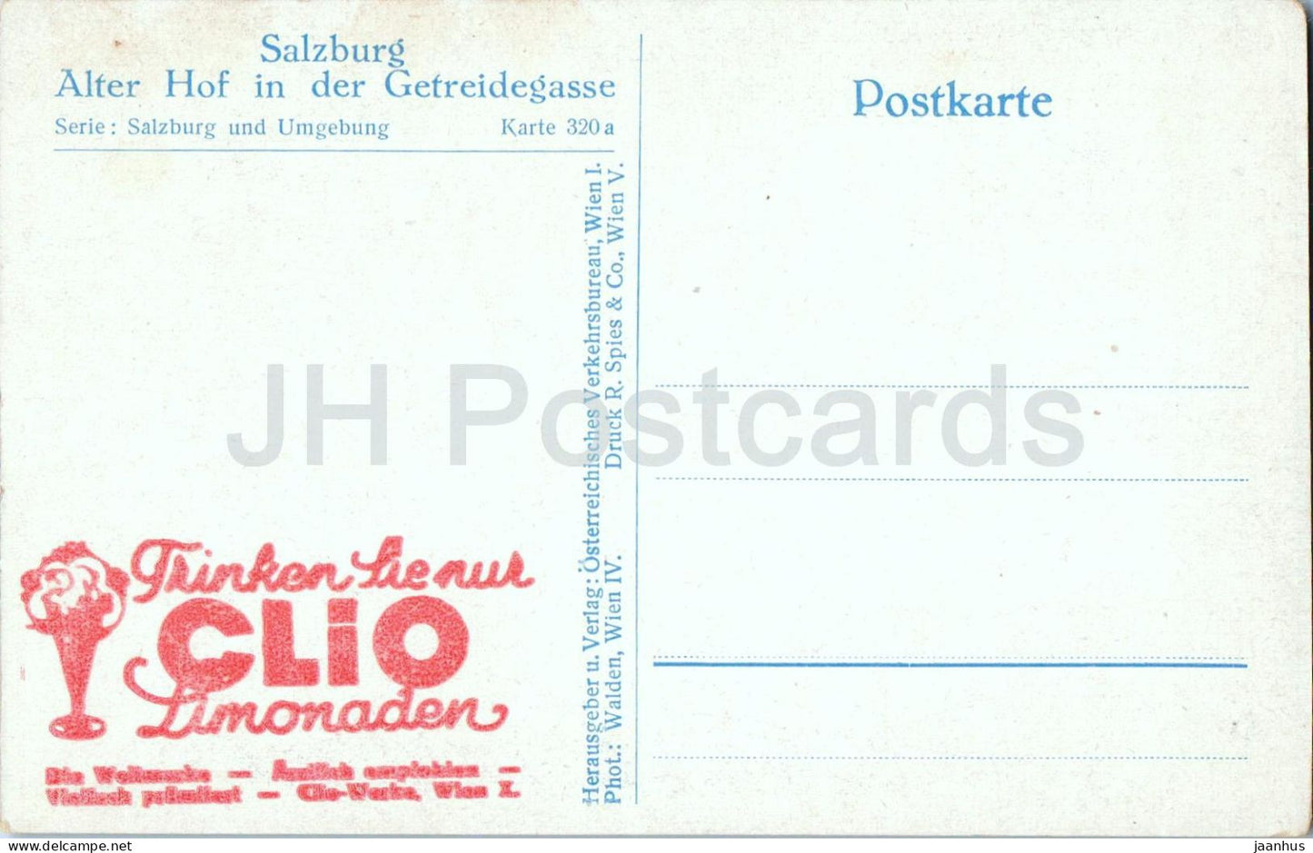Salzbourg - Alter Hof in der Getreidegasse - Clio Limonaden - Karte 320a - carte postale ancienne - Autriche - inutilisée
