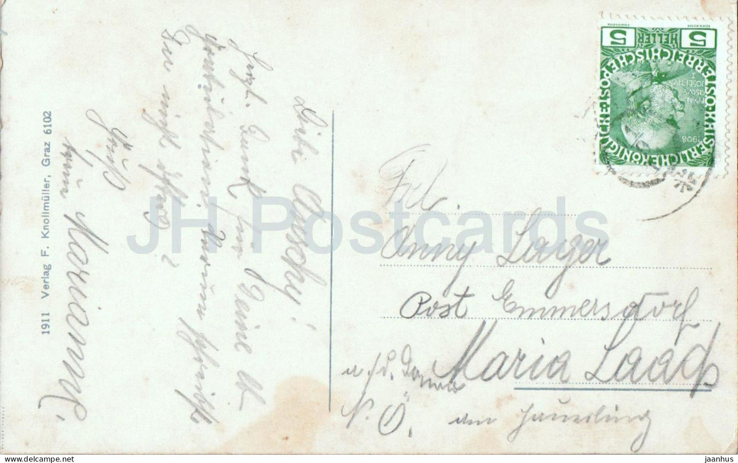 Gesause - Hesshutte 1640 mit Hochtor-Gugelgrat 2371 m und Tellersack - 6102 - carte postale ancienne - 1911 - Autriche - utilisé