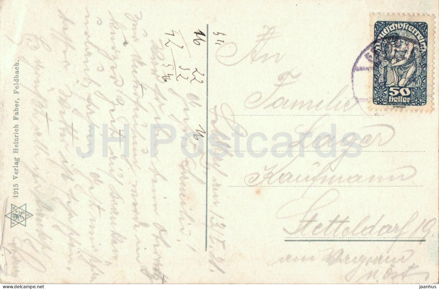 Feldbach - Steiermark - vue sur la ville - 1921 - carte postale ancienne - Autriche - utilisé