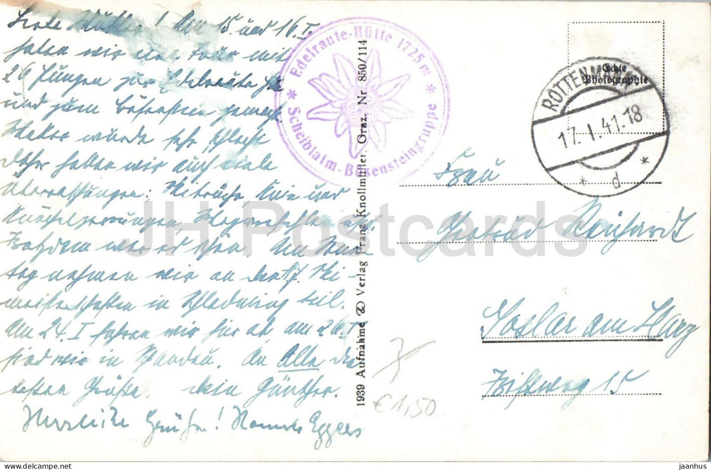 Bosensteingruppe - Hochhaidespitze 2363 m - 850/114 - carte postale ancienne - 1941 - Autriche - utilisé