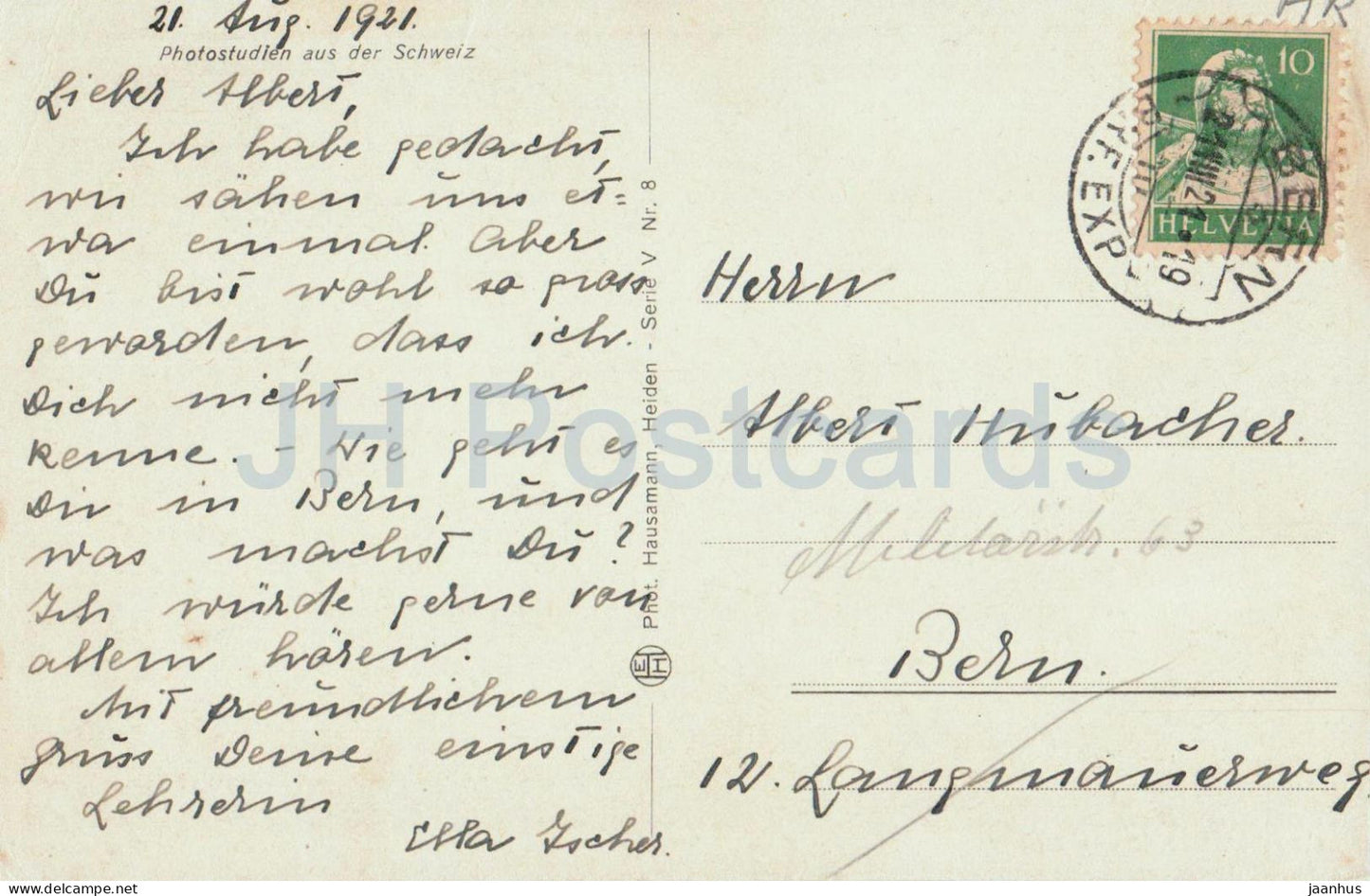 Dorfstrasse im Appenzellerland - Village Street - countryside - old postcard - 1921 - Switzerland - used