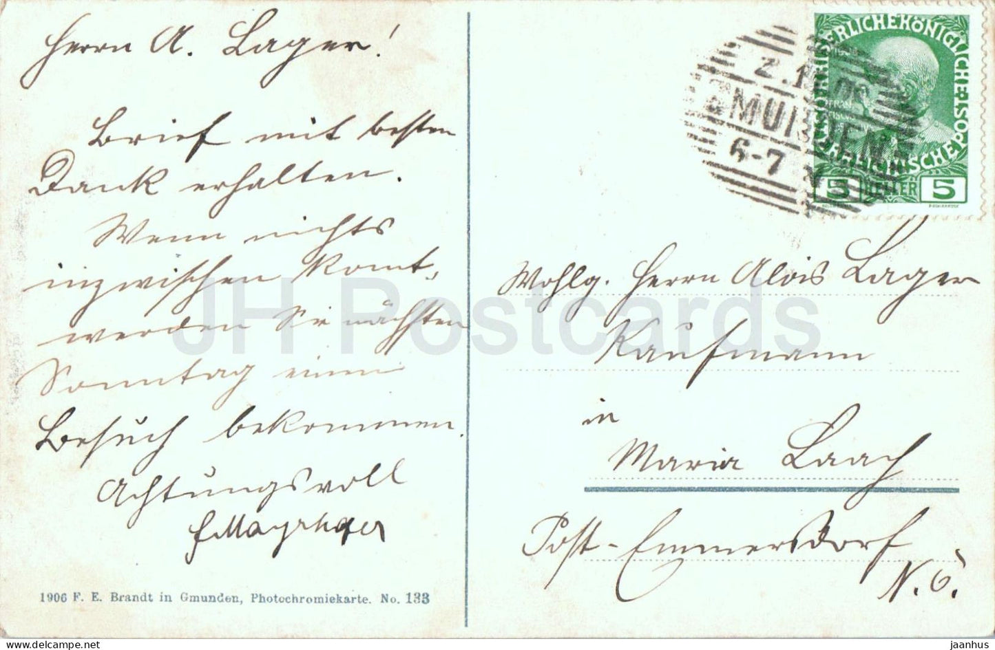 Gmunden - panorama - 133 - carte postale ancienne - 1906 - Autriche - utilisé