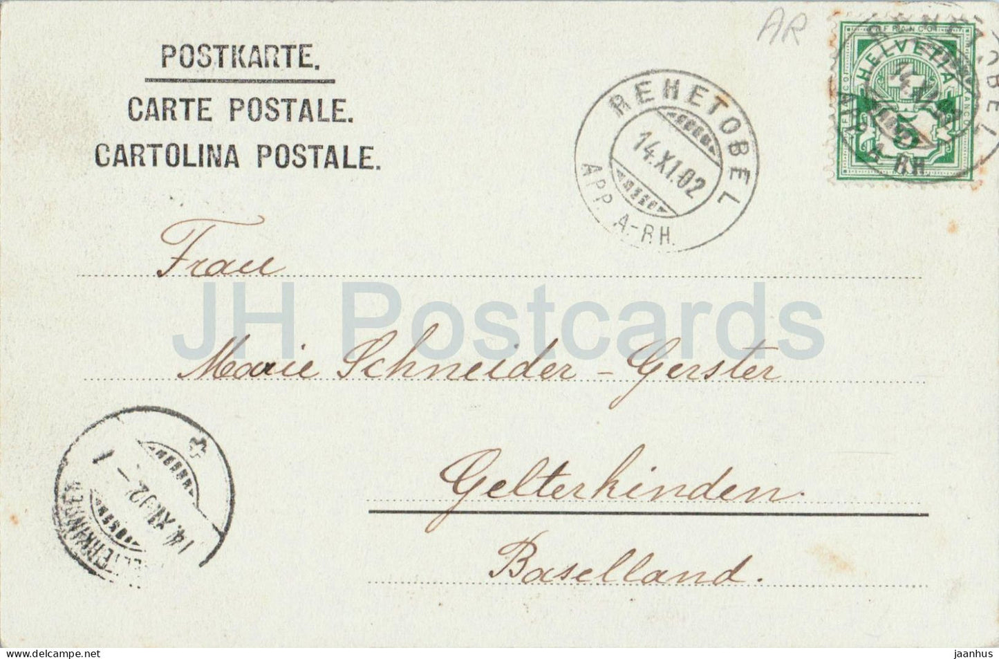 Aussicht von Rehetobel auf das Alpsteingebirge - 1587 - carte postale ancienne - 1902 - Suisse - utilisé