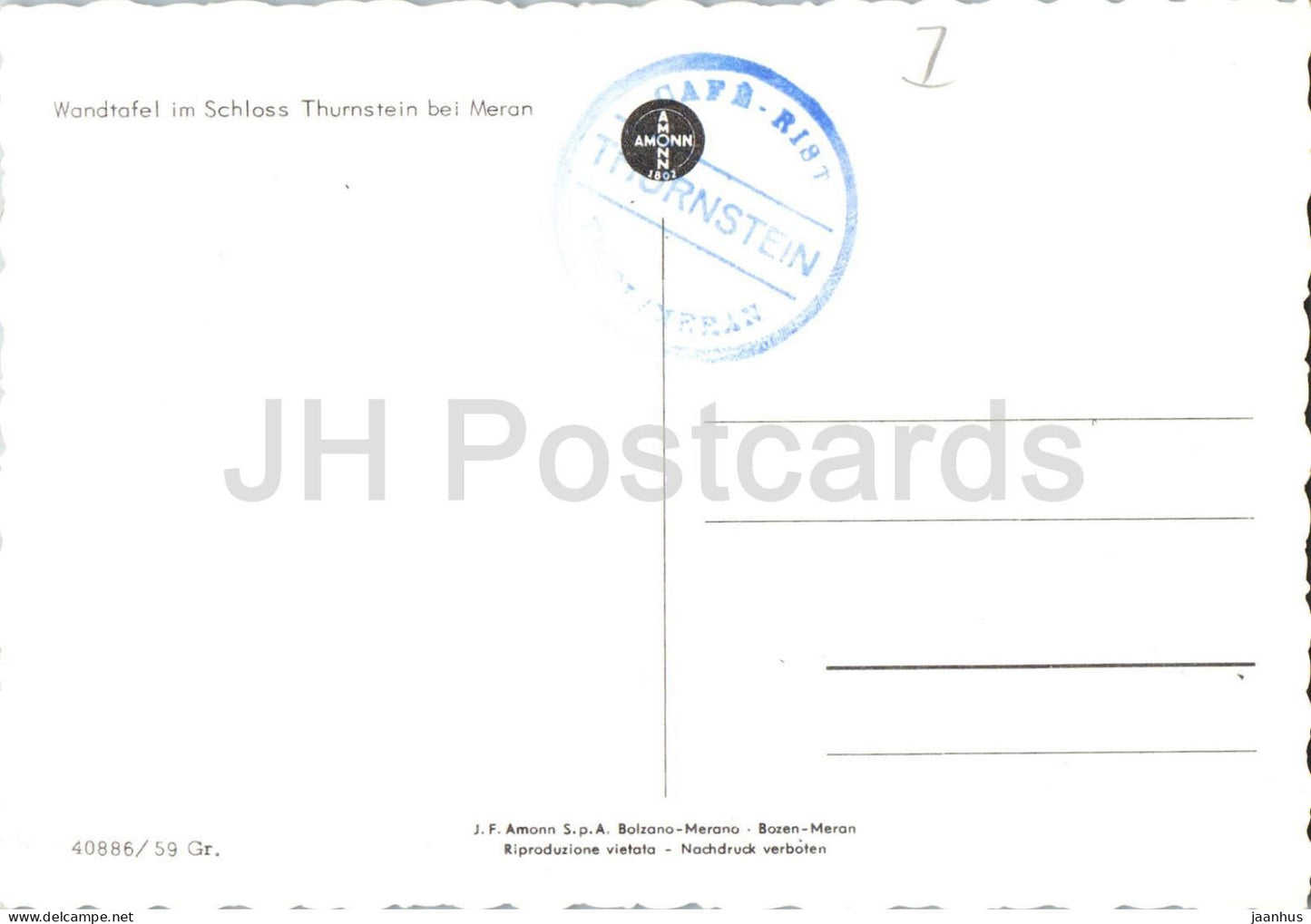 Wandtafel im Schloss Thurnstein bei Meran - Wall Panel - calligraphy art - poetry 40886 - old postcard - Italy - unused