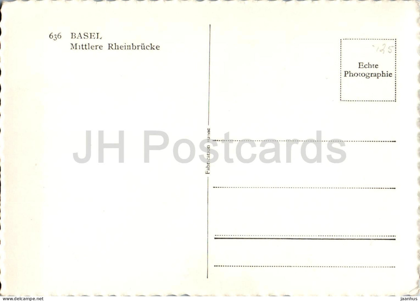 Basel - Basle - Mittlere Rheinbrucke - river - bridge - boat - 636 - old postcard - Switzerland - unused