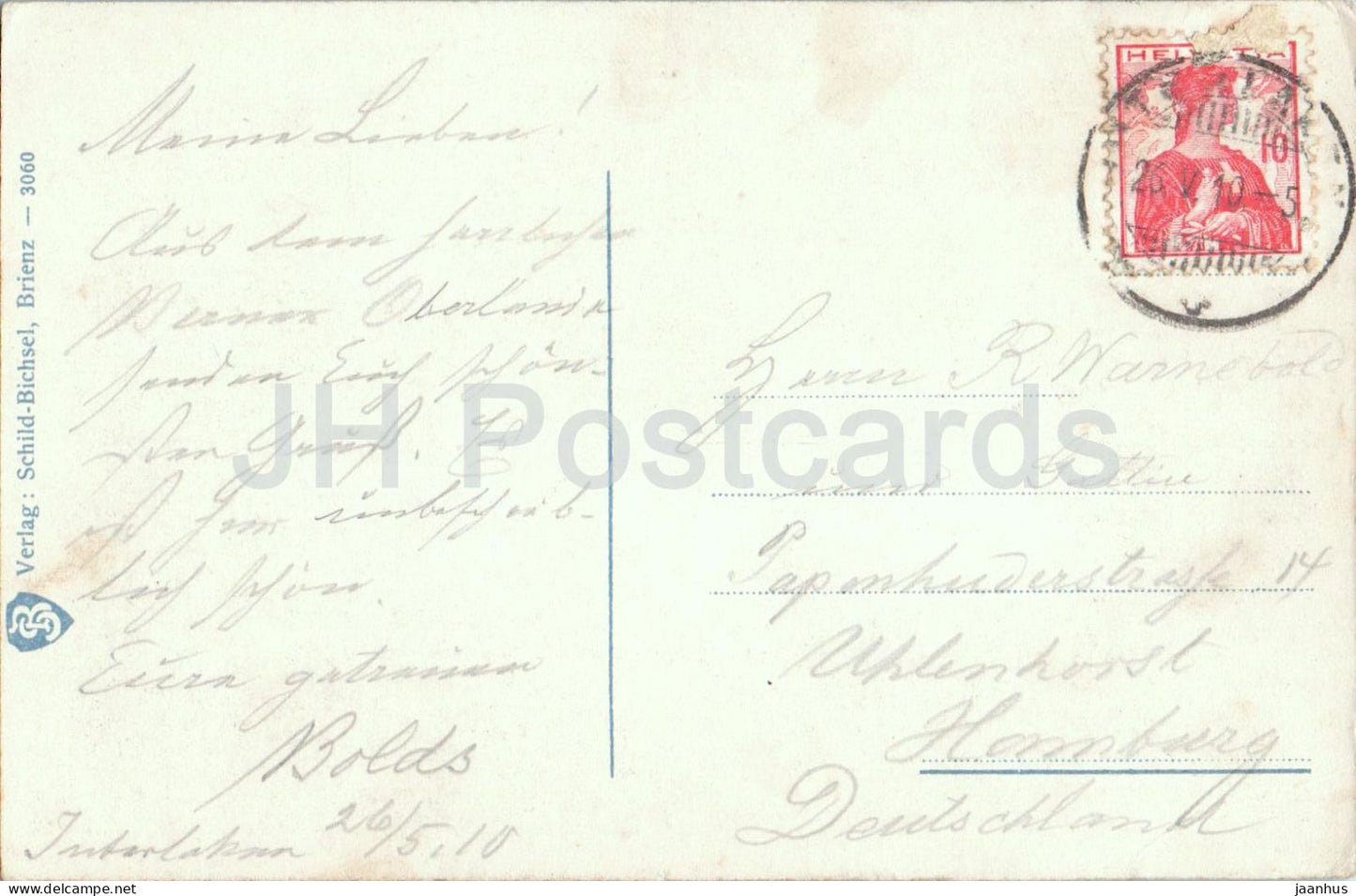 Interlaken - Kurgarten und Jungfrau - Jungfrau - park - fountain - 3060 - old postcard - 1910 - Switzerland - used