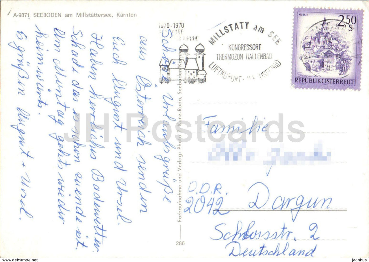 Seeboden am Millstattersee - Kärnten - Luftaufnahme - See - Dorf - Boot - 286 - 1970 - Österreich - gebraucht