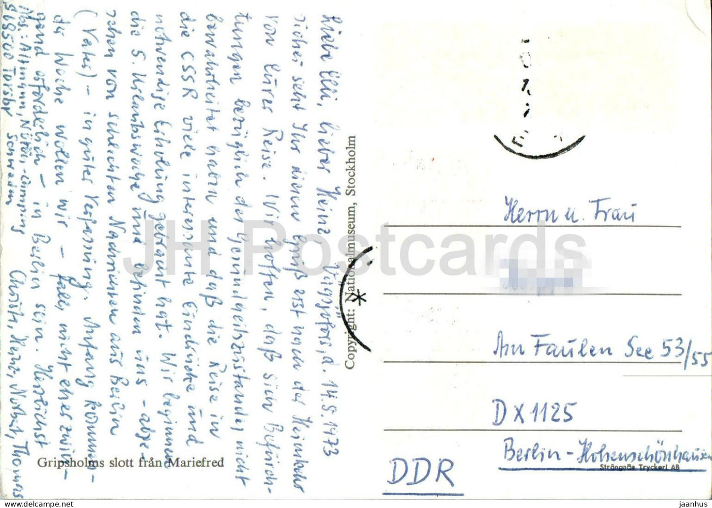 Gripsholms Slott fran Mariefred - bateau - 1973 - Suède - utilisé