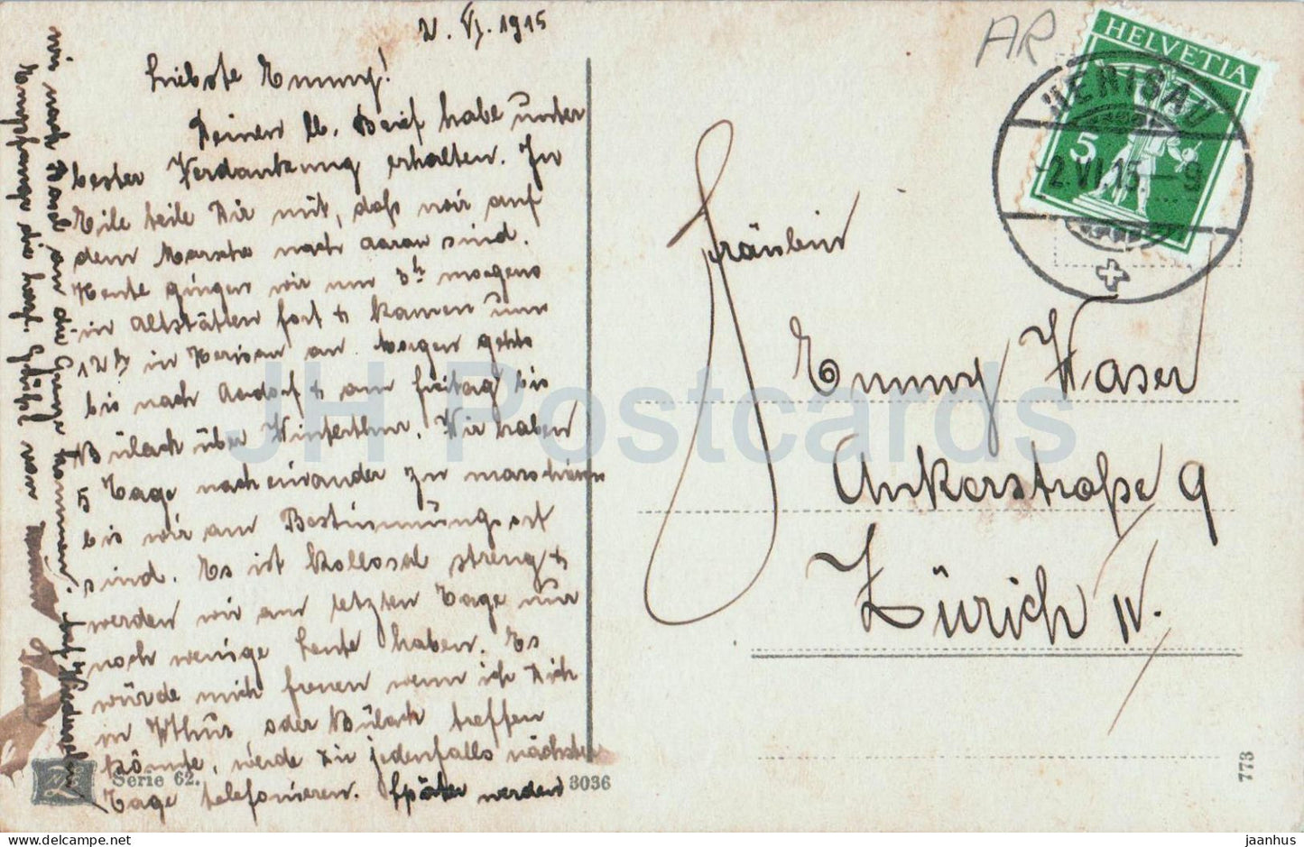 Bluhende Baume am Bahndamm - Blooming Trees by the Railway - Serie 62 - 3036 - old postcard - 1915 - Switzerland - used