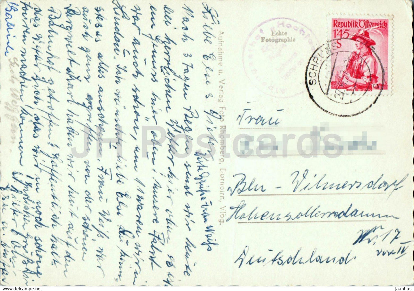 Zimba 2645 m von der Kapellalpe - Berggipfel - Alpenhütte - Hochalpen - 3796 - alte Postkarte - 1957 - Österreich - gebraucht
