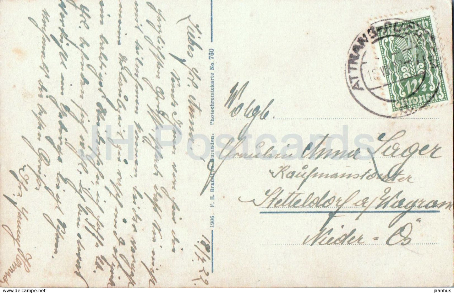 Salzkammergut - Bad Ischl von Wildenstein - city view - mountains - 760 - old postcard - 1922 - Austria - used