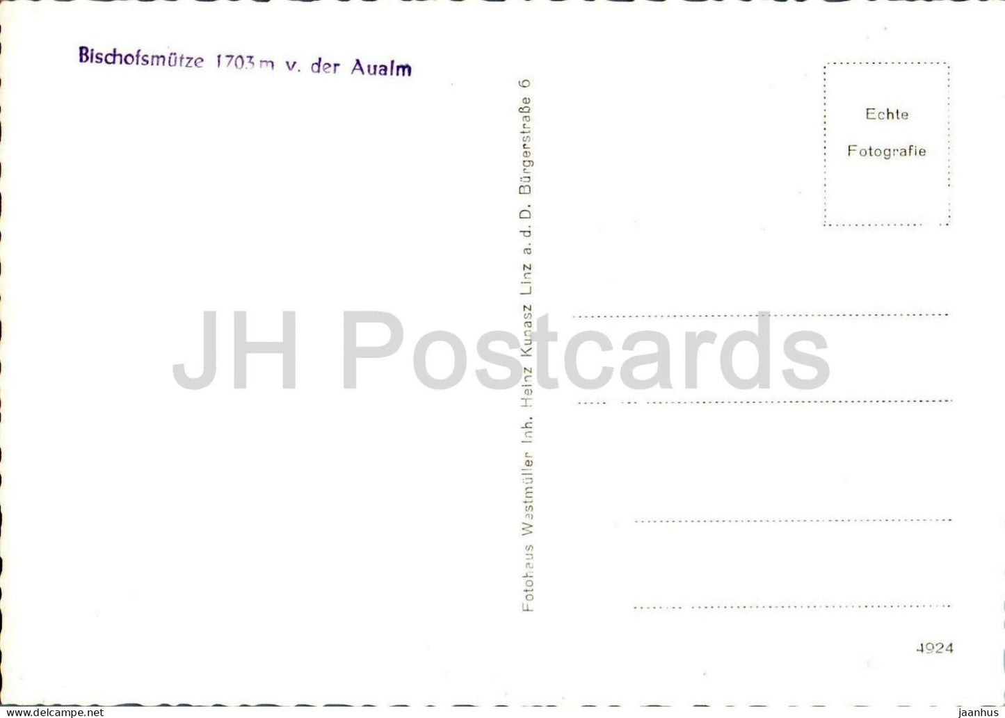 Bischofsmutze 1703 m v. der Aualm - mountaons - Alps - 4924 - old postcard - Austria - unused