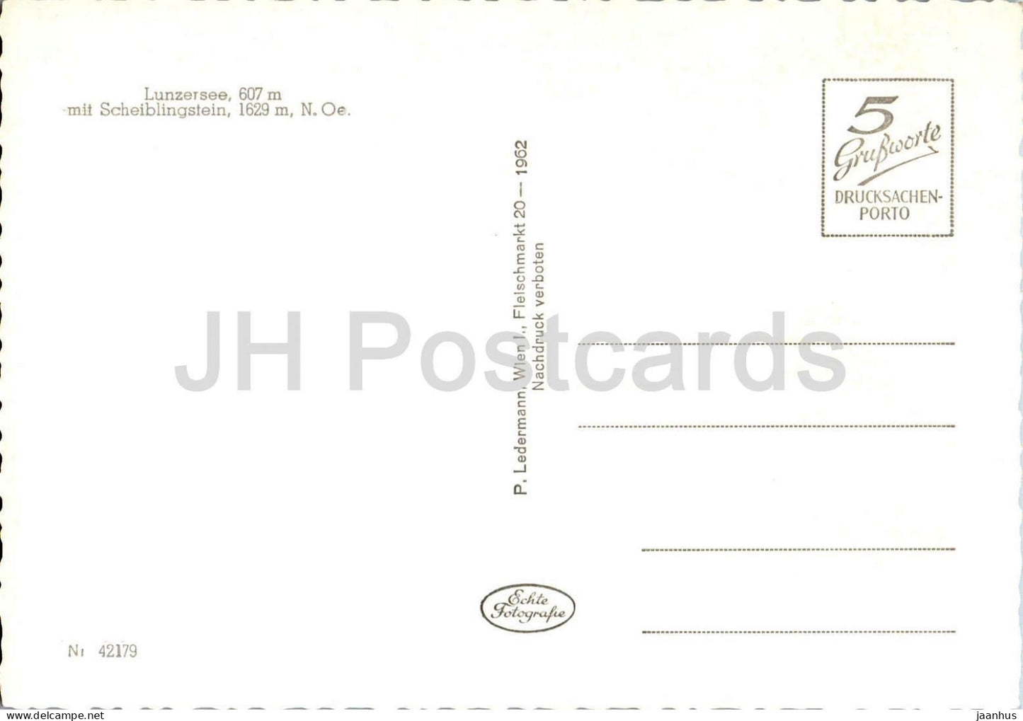 Lunzersee 607 m mit Scheiblingstein - alpine lake - mountain view - 42179 - old postcard - Austria - unused