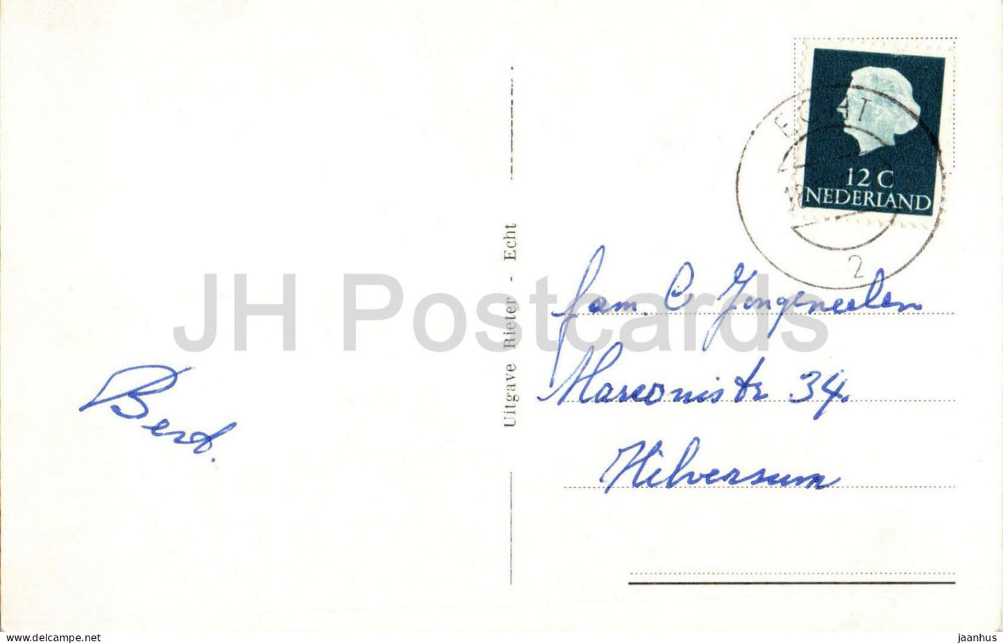 Echt - Plats - Marktplatz - Kirchturm - Straßenansicht - alte Postkarte - Niederlande - gebraucht