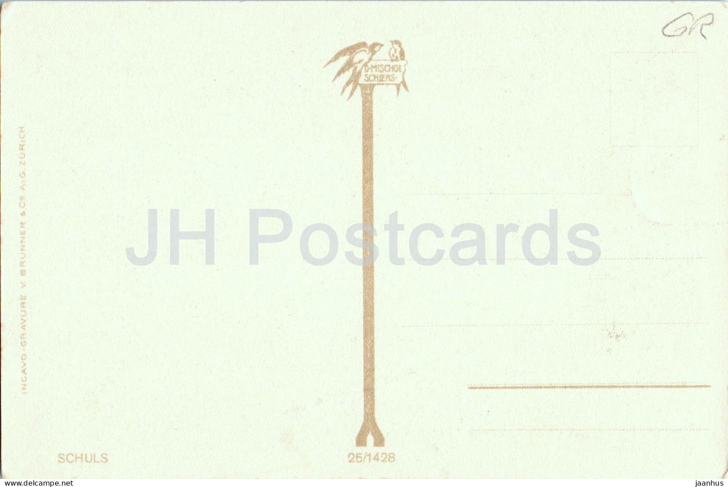 Schuls - Heimat Series - Dorfpartie mit Heuwagen - charrette - cour - Engadine - carte postale ancienne - Suisse - inutilisé