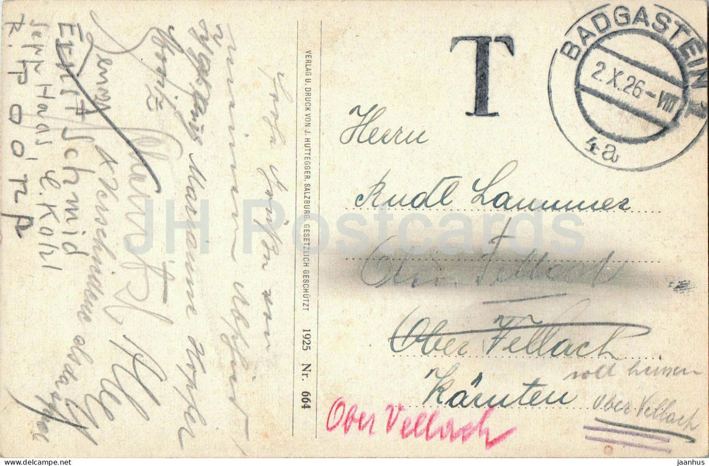 Nassfeld - Valeriehaus 1605 m - montagnes - vue sur le glacier - n° 664 - carte postale ancienne - 1926 - Autriche - d'occasion