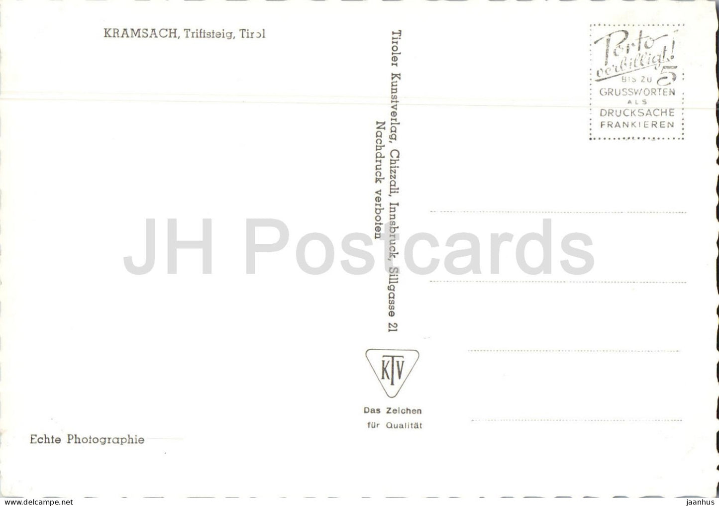 Kramsach – Triftsteig – Tirol – Schlucht – Fluss – Felsen – Fußgängerbrücke – 8856 – alte Postkarte – Österreich – unbenutzt