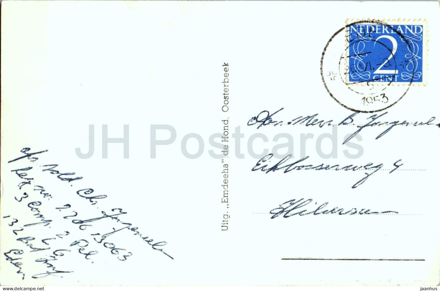 Ede - De Ginkel - mouton - animaux - ferme - vue rurale - vieille carte postale - 1953 - Pays-Bas - ayant servi