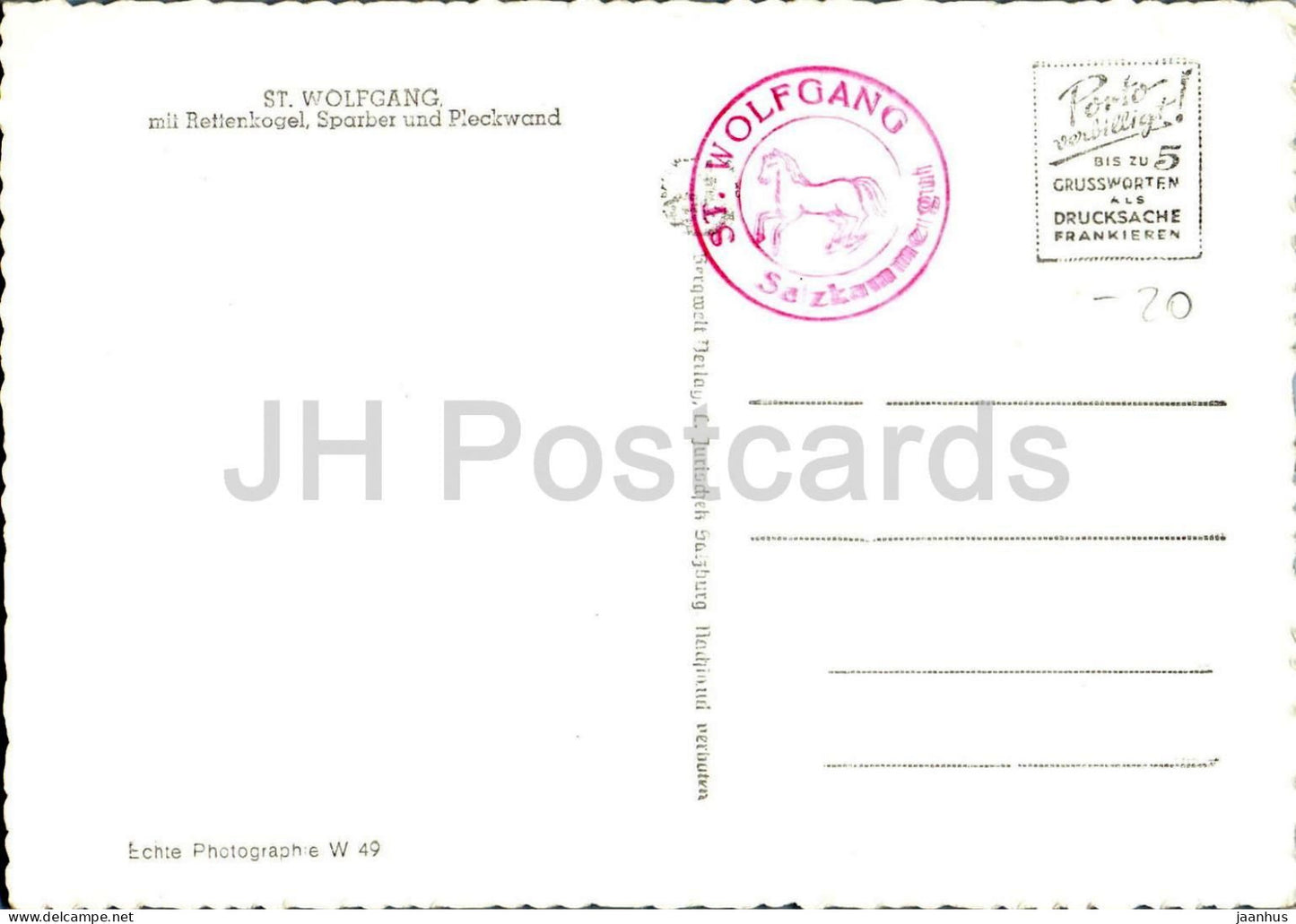 St. Wolfgang mit Rettenkogel Sparber und Plackwand - village view - lake mountains 49 - old postcard - Austria - unused