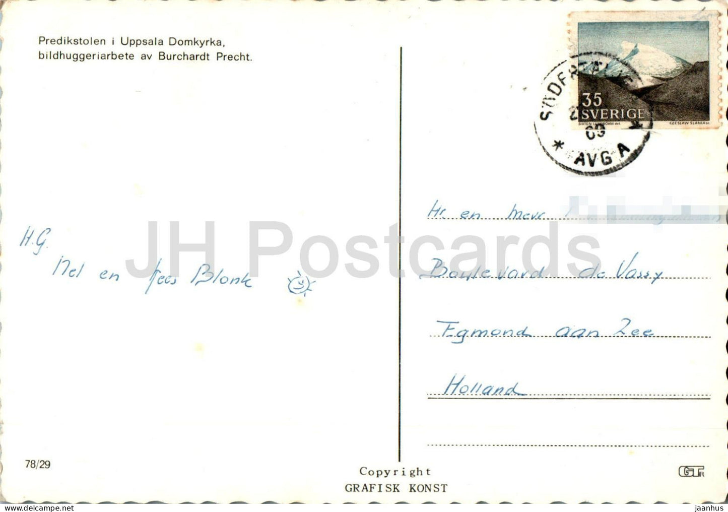 Uppsala Domkyrka - Predikstolen - The Pulpit - cathedral - 78/29 - 1960 - Sweden - used