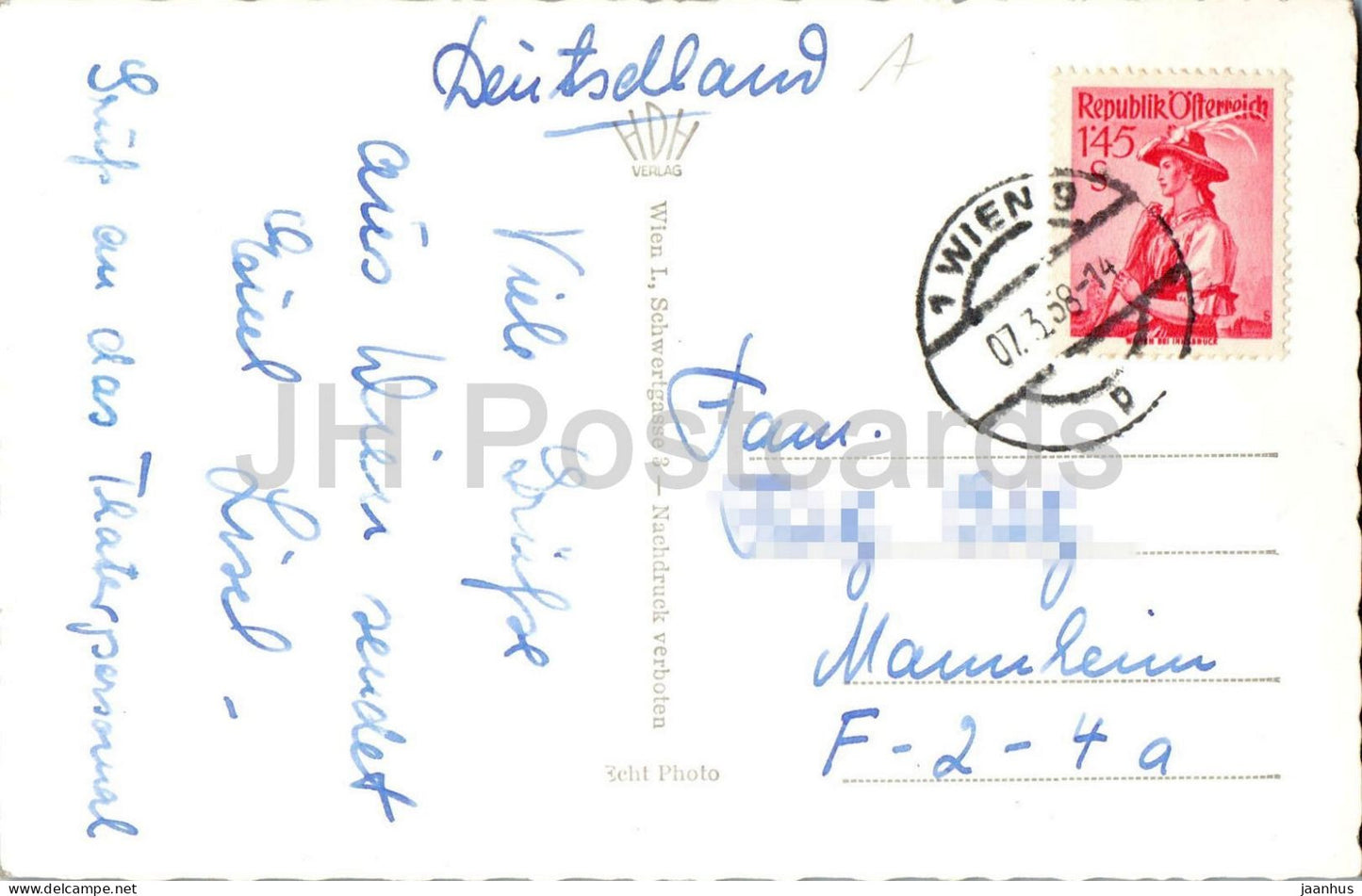 Wien - Vienna - Prater Riesenrad - ferris wheel - 698 - old postcard - 1958 - Austria - used