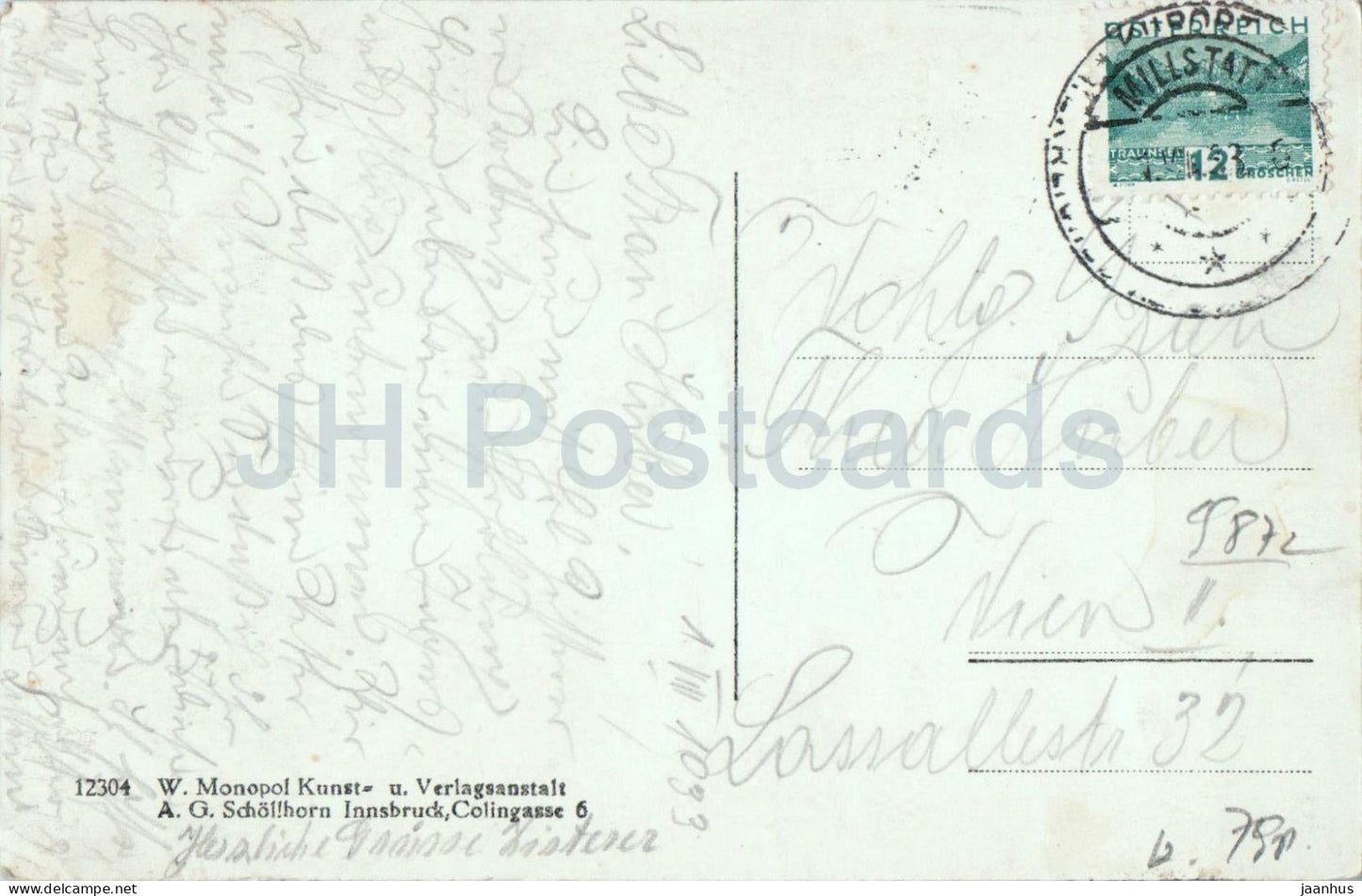 Millstatt am Millstattersee Strandpartie mit Schloss Heroldseck - 12304 - old postcard - 1933 - Austria - used