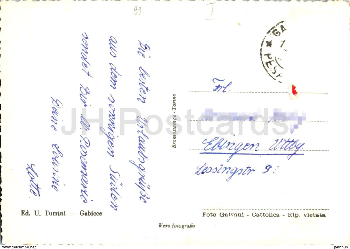 Gabicce - Panorama vom Flugzeug aus - Luftbildpanorama - Küstenstadt - Adriaküste Strand - 44 - alte Postkarte - Italien - gebraucht