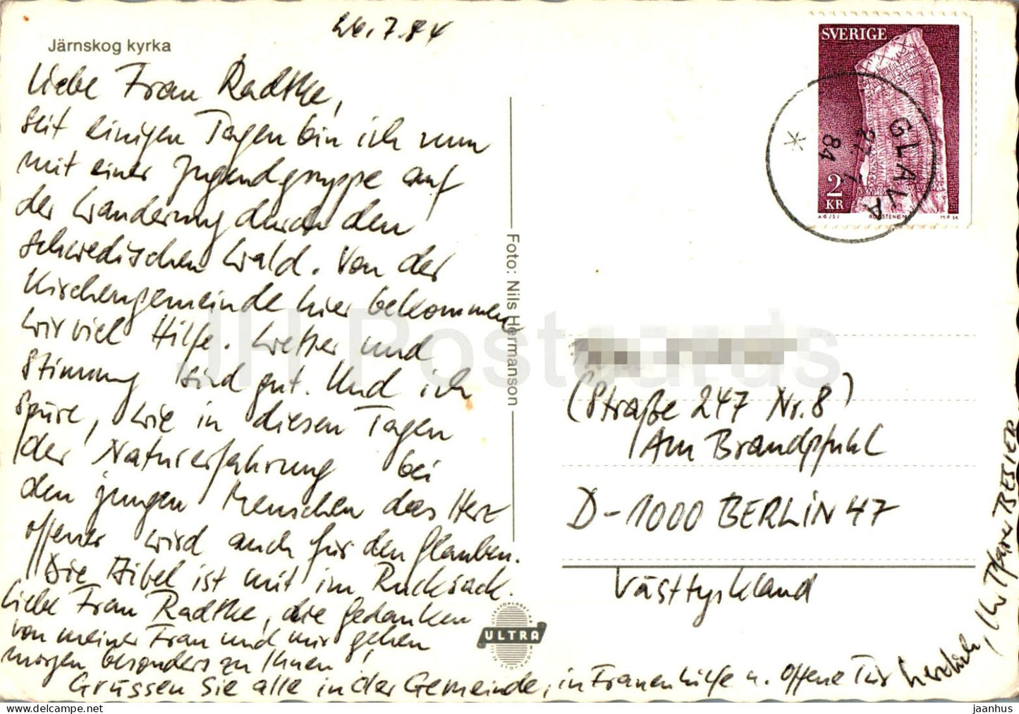 Jarnskog kyrka - church - 1984 - Sweden - used