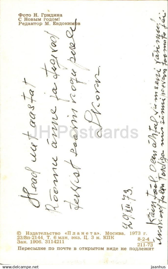 New Year Greeting Card - Winter Forest - 1973 - Russia USSR - used