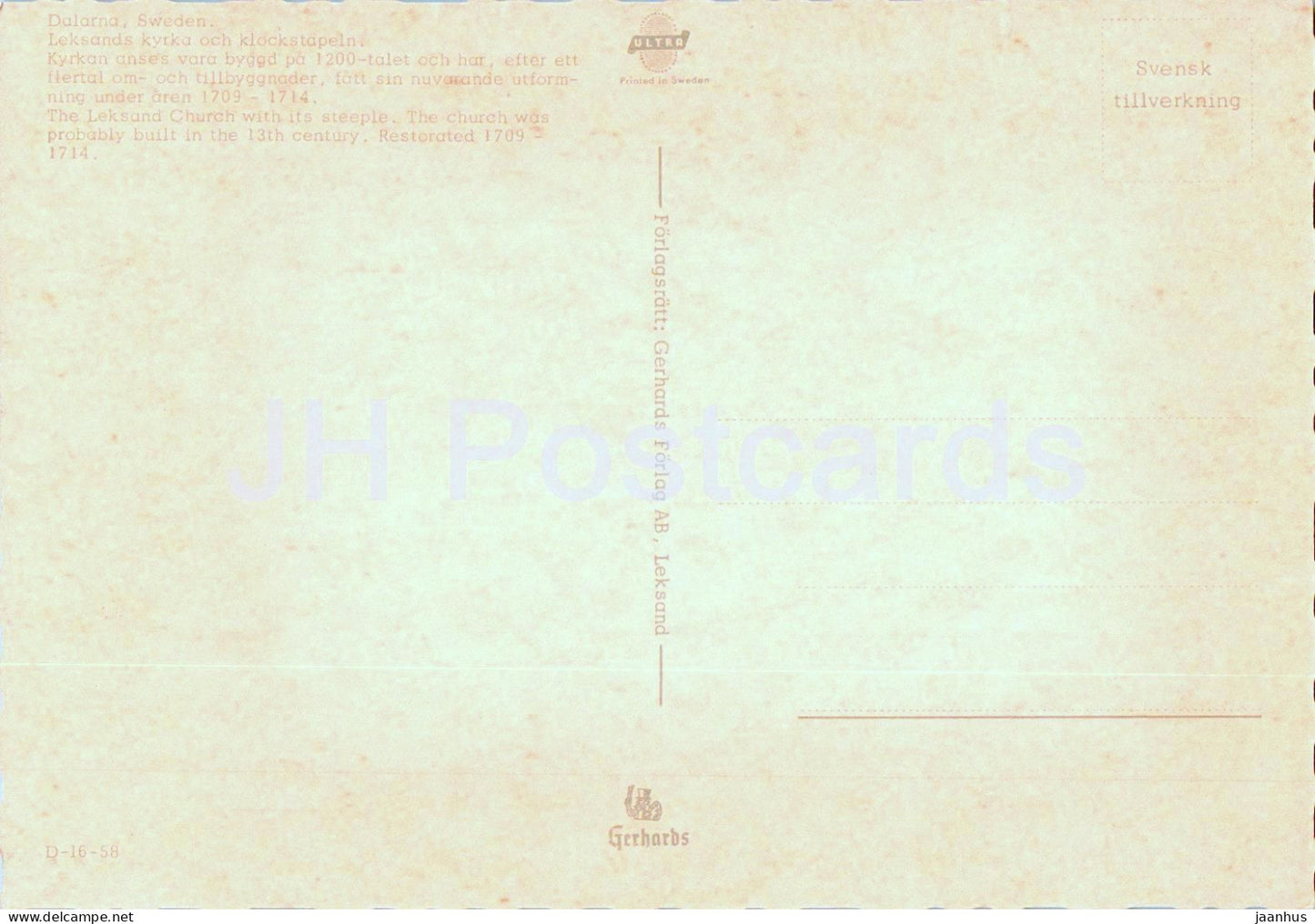 Lekslands Kyrka - Leksland - Dalarna - church - D-16-58 - Sweden - unused
