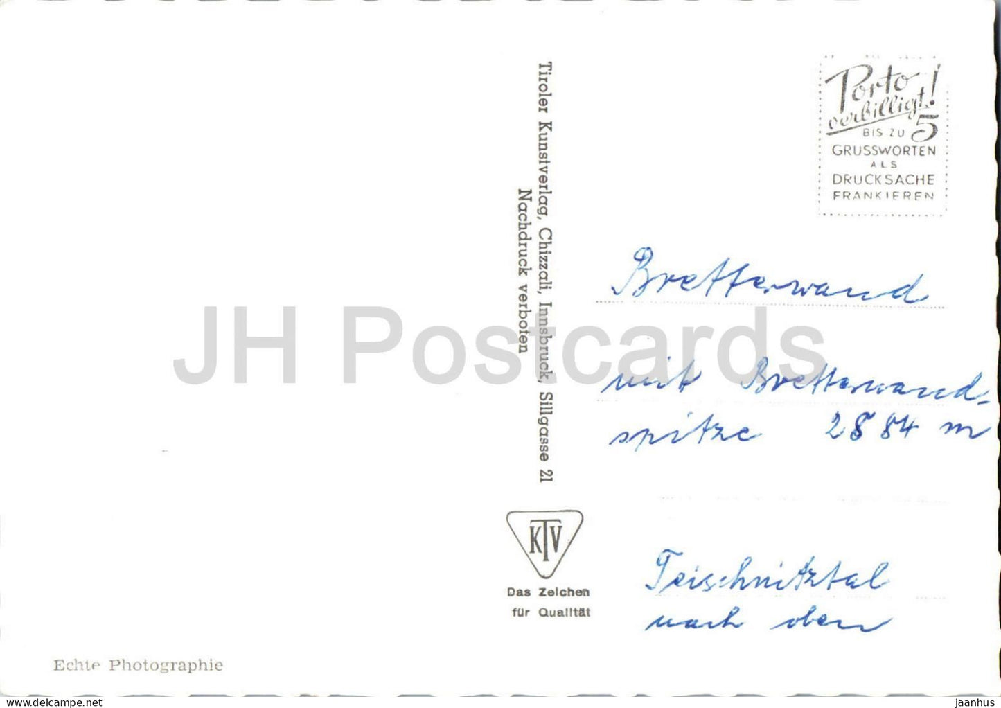 Gasthof Taurer 1500 m Kals avec Grossglockner - montagnes - Alpes - 2640 - vieille carte postale - Autriche - usagé