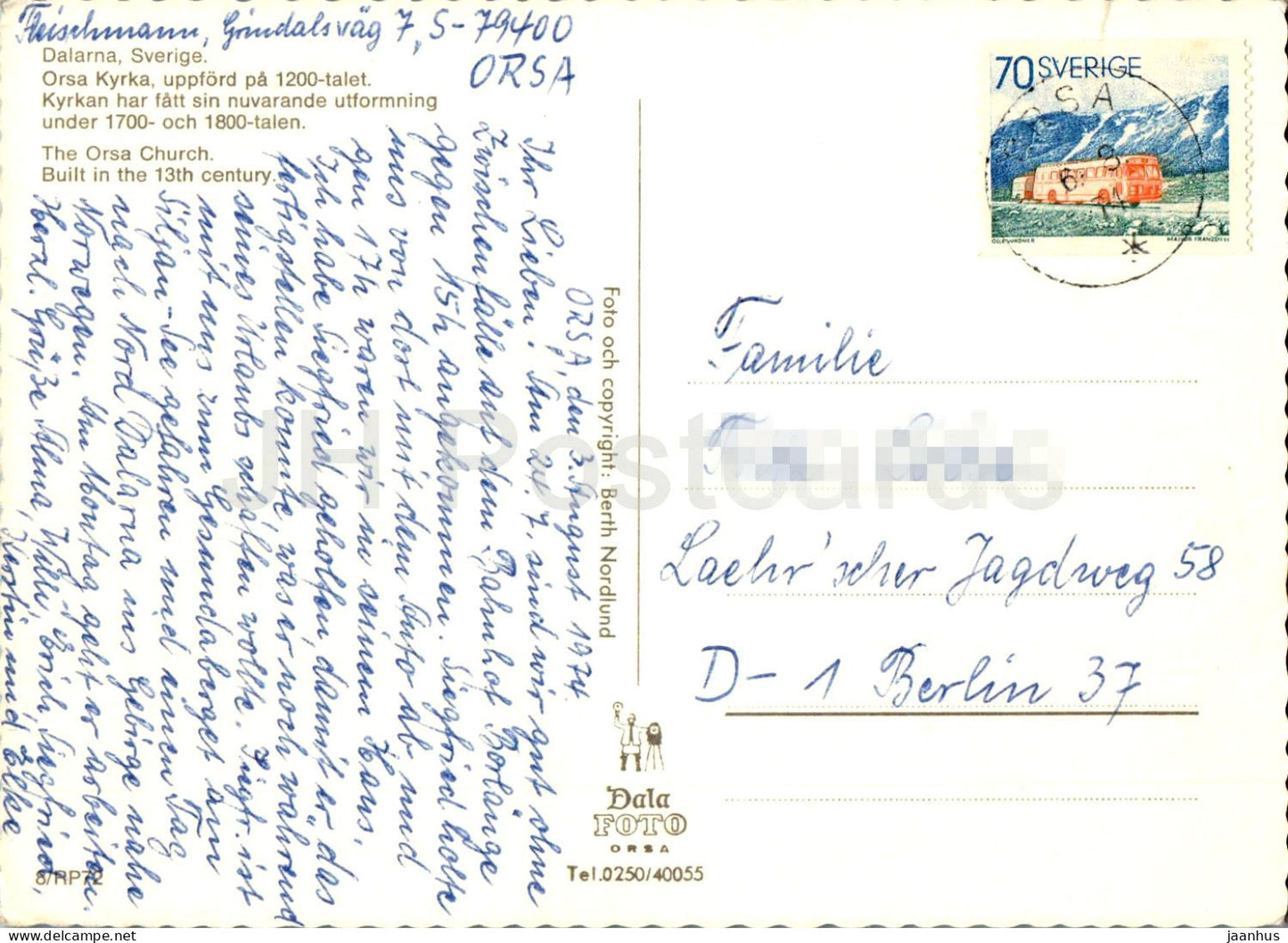 Orsa Kyrka - Dalarna - church - 1974 - Sweden - used