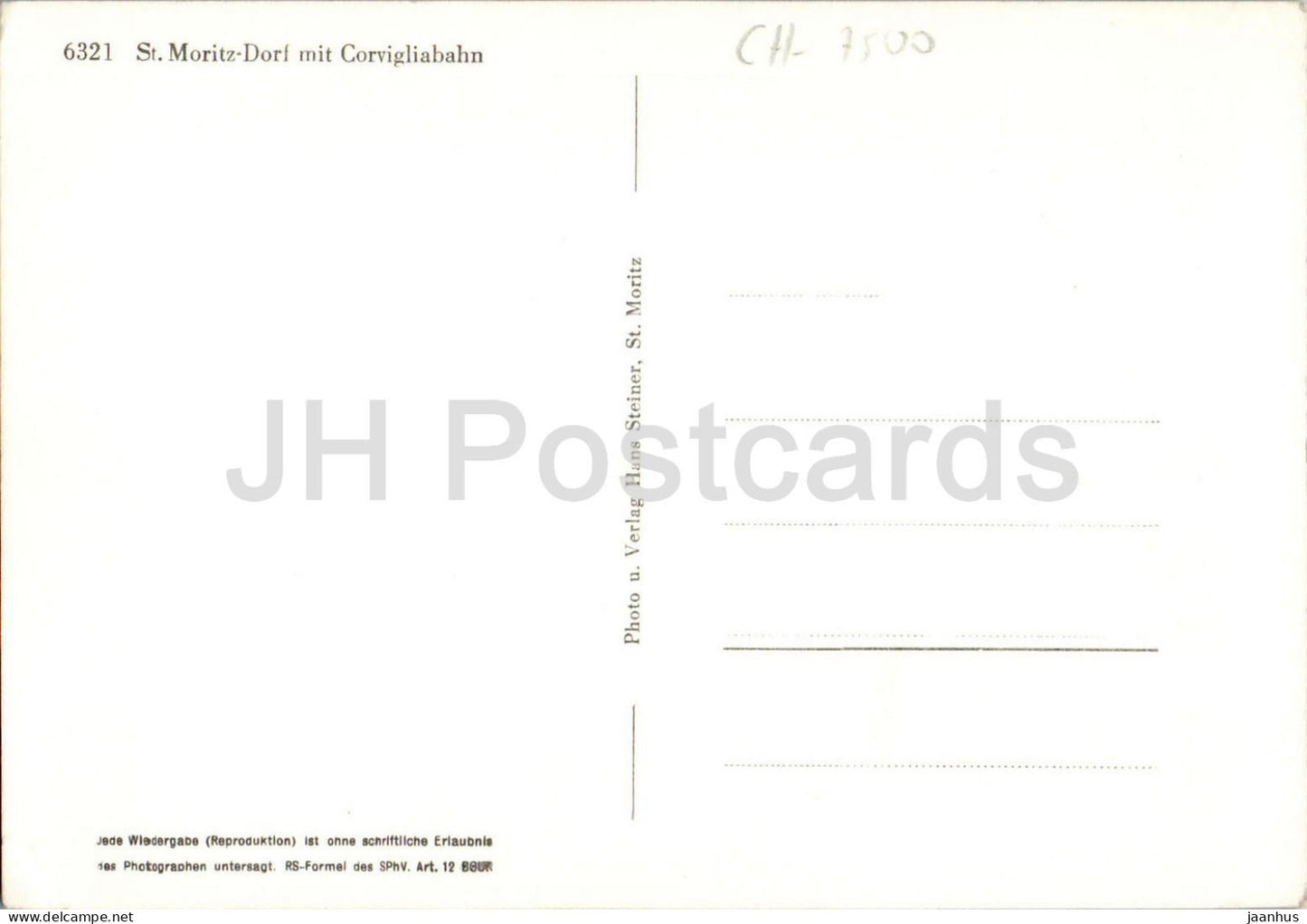 Saint-Moritz - village avec Corvigliabahn - montagnes - Alpes - 6321 - vieille carte postale - années 1950 - Suisse - non utilisée