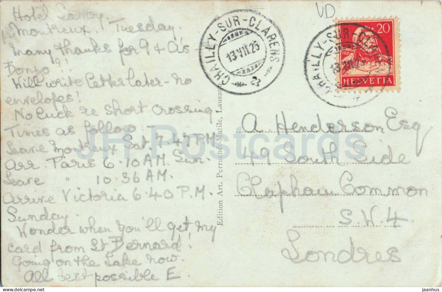 Château de Chillon - Territet et Glion - vue panoramique sur le lac - 9708 - carte postale ancienne - 1926 - Suisse - d'occasion