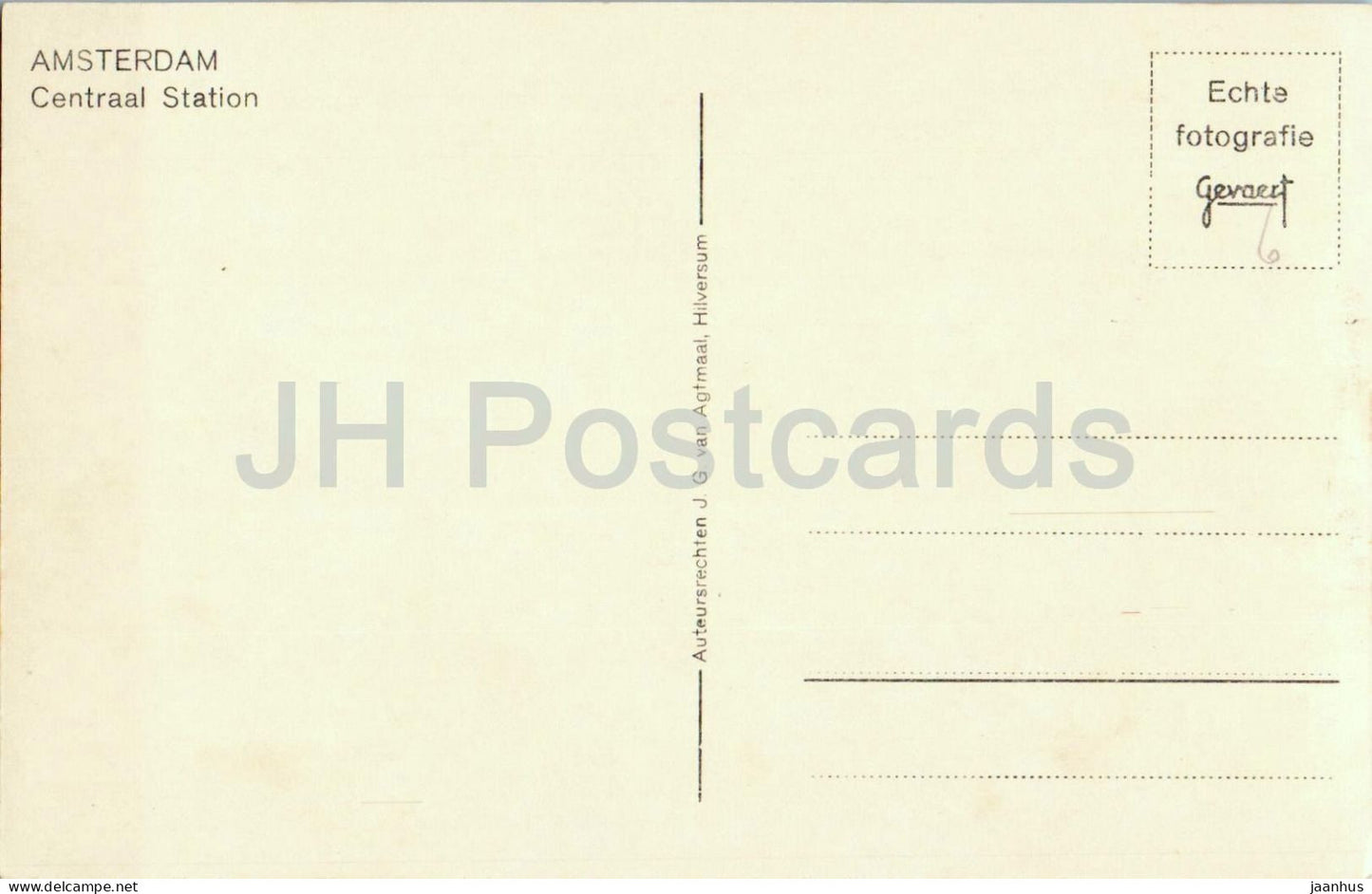 Amsterdam - Centraal Station - Hauptbahnhof - Kanal - Boote - Bahnhof - alte Postkarte - Niederlande - unbenutzt
