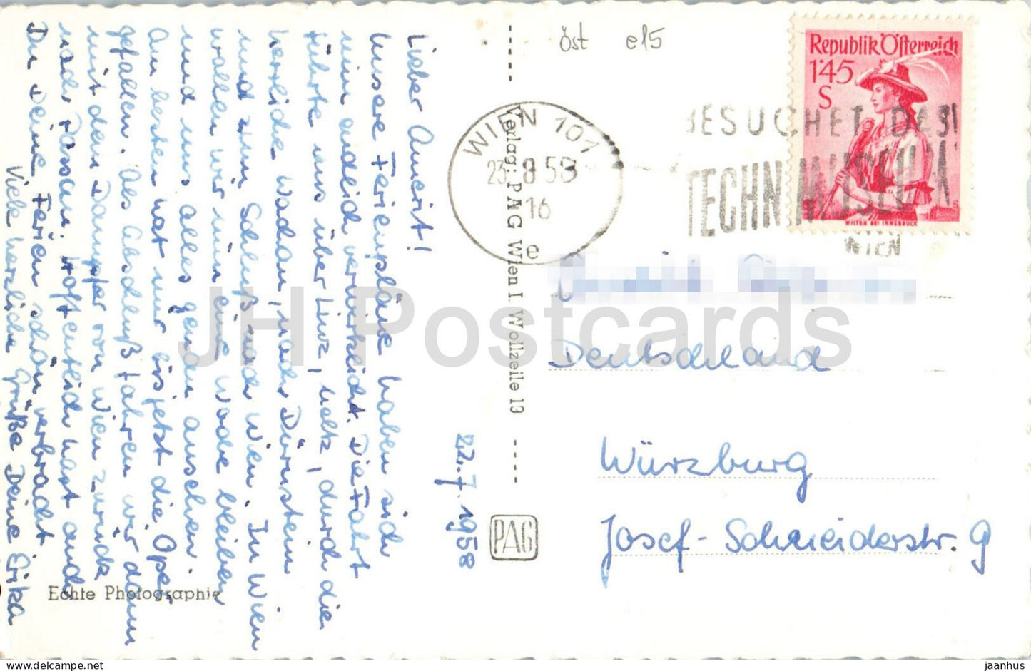 Wien - Vienna - Staatsoper - tram - car - 35550 - old postcard - 1958 - Austria - used