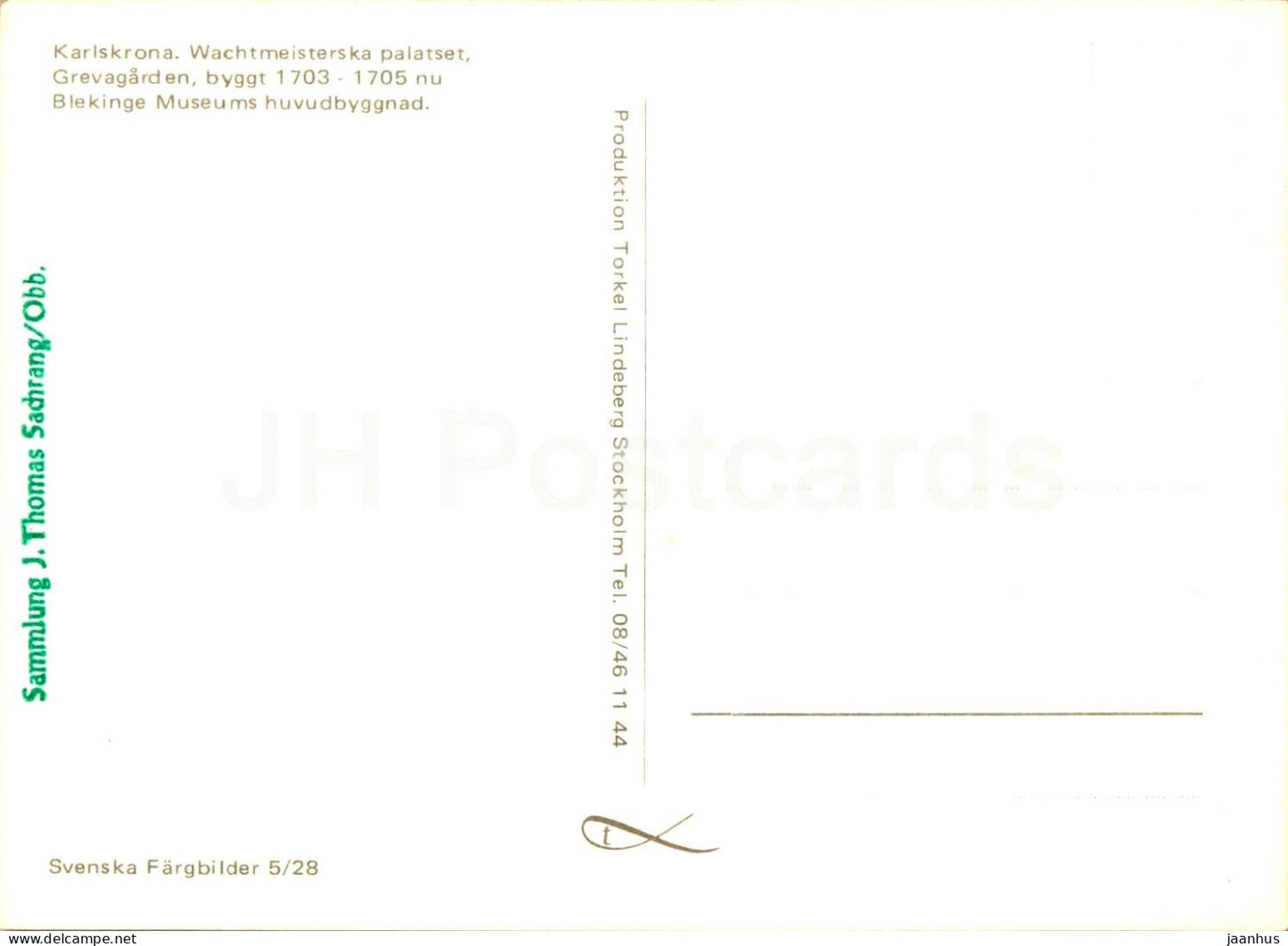Karlskrona - Wachtmeisterska palatset - palais - 5/28 - Suède - inutilisé