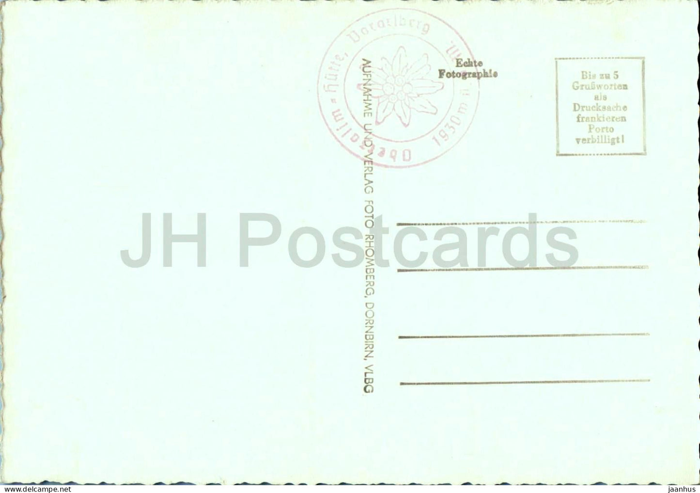 Oberzalimhutte gegen Panuler Kopf 2861 m - Oberzalim Hutte - alpine hut - Alps - 4055 - old postcard - Austria - unused