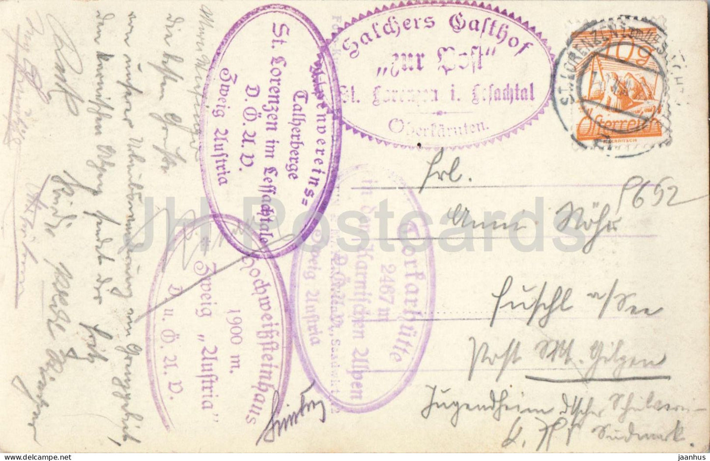 Hochweissstein Haus Karnten - Montagnes - Alpes - 986 - carte postale ancienne - années 1920 - Autriche - utilisé