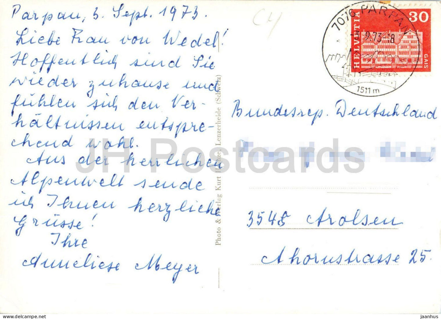 Parpan 1511 m Rothornkette - Alpines Dorf - Kirche - Berge - Alpen - 1973 - Schweiz - gebraucht
