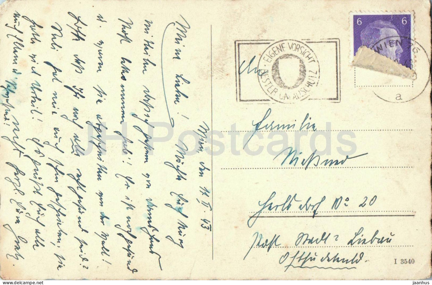 Wien - Vienna - Naturhistorisches Museum mit Maria Theresien Denkmal - 3540 - old postcard - 1943 - Austria - used