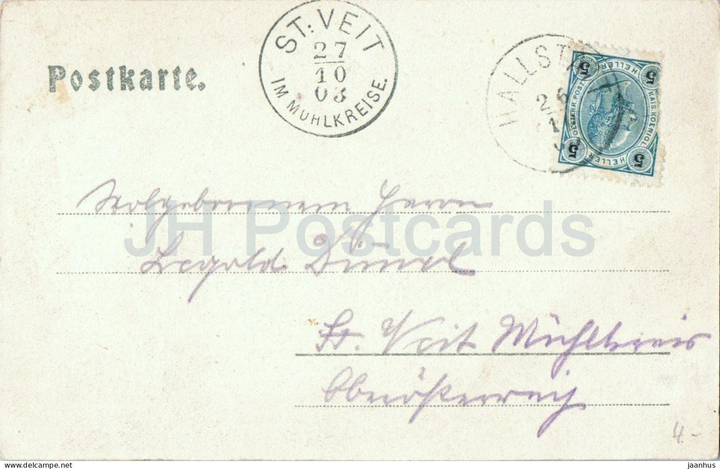 Hallstatt - lake and village panorama - Nr. 2601 - old postcard - 1903 - Austria - used