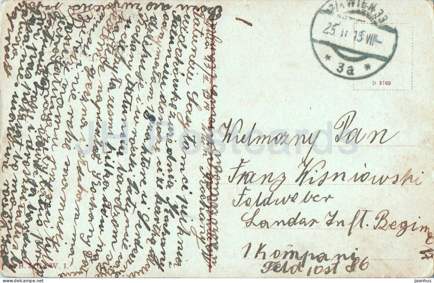 Wien - Vienna - Franzensring - Parliament - Rathaus - tram - 1769 - old postcard - 1915 - Austria - used