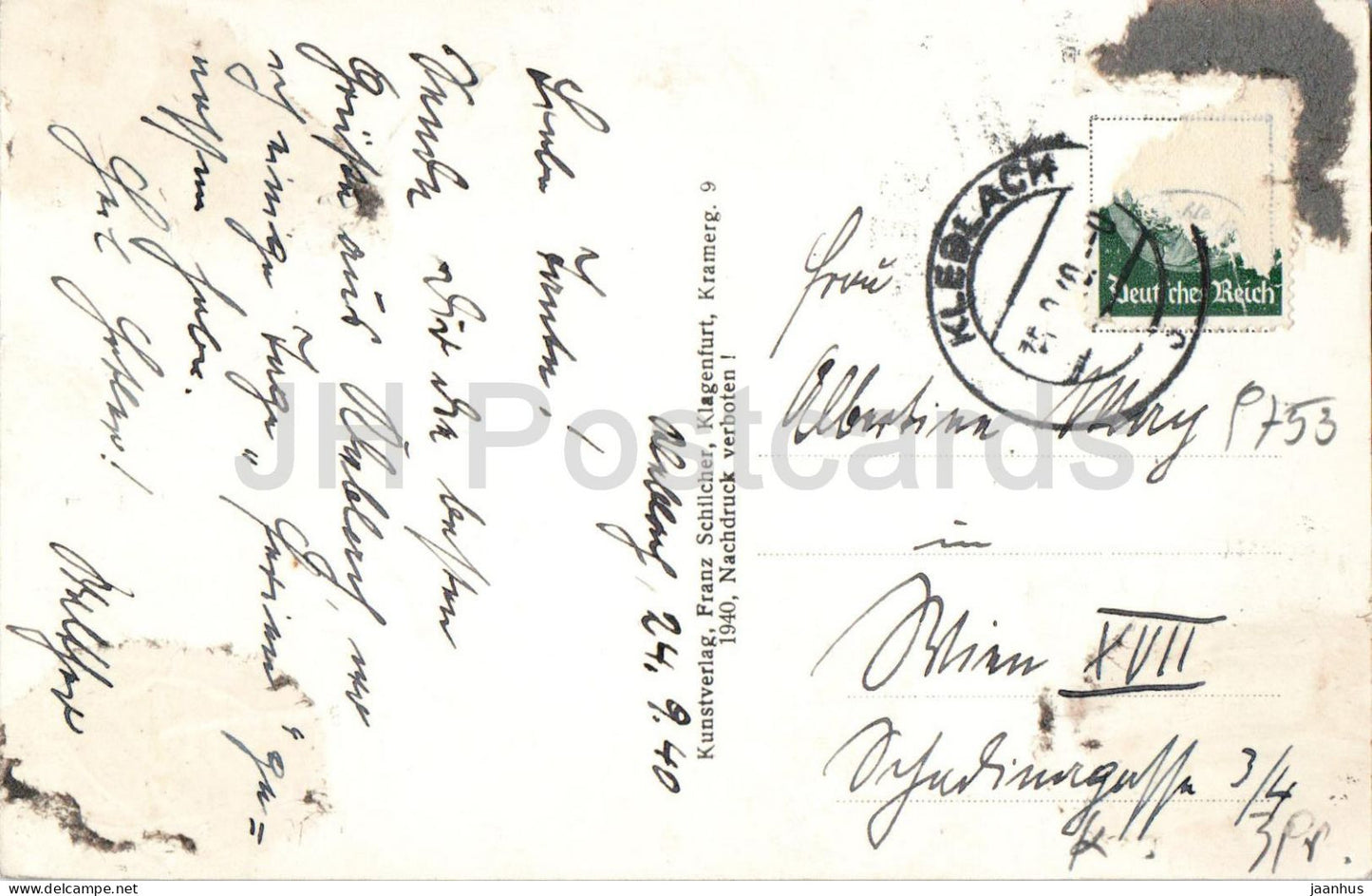 Lind mit Ragnitzhof im Drautole - 1525 - carte postale ancienne - Autriche - 1940 - inutilisée